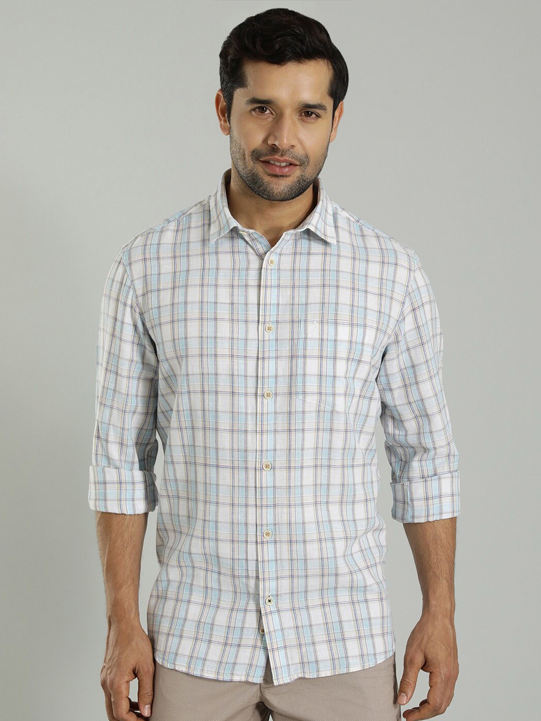 

Indian Terrain India Slim Fit Tartan Checked Cotton Opaque Casual Shirt, Brown