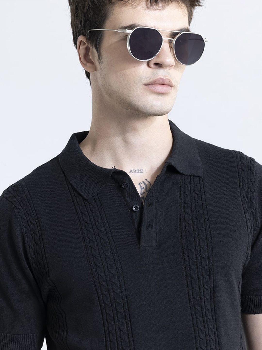 

Snitch Men Slim Fit Polo Collar T-shirt, Black