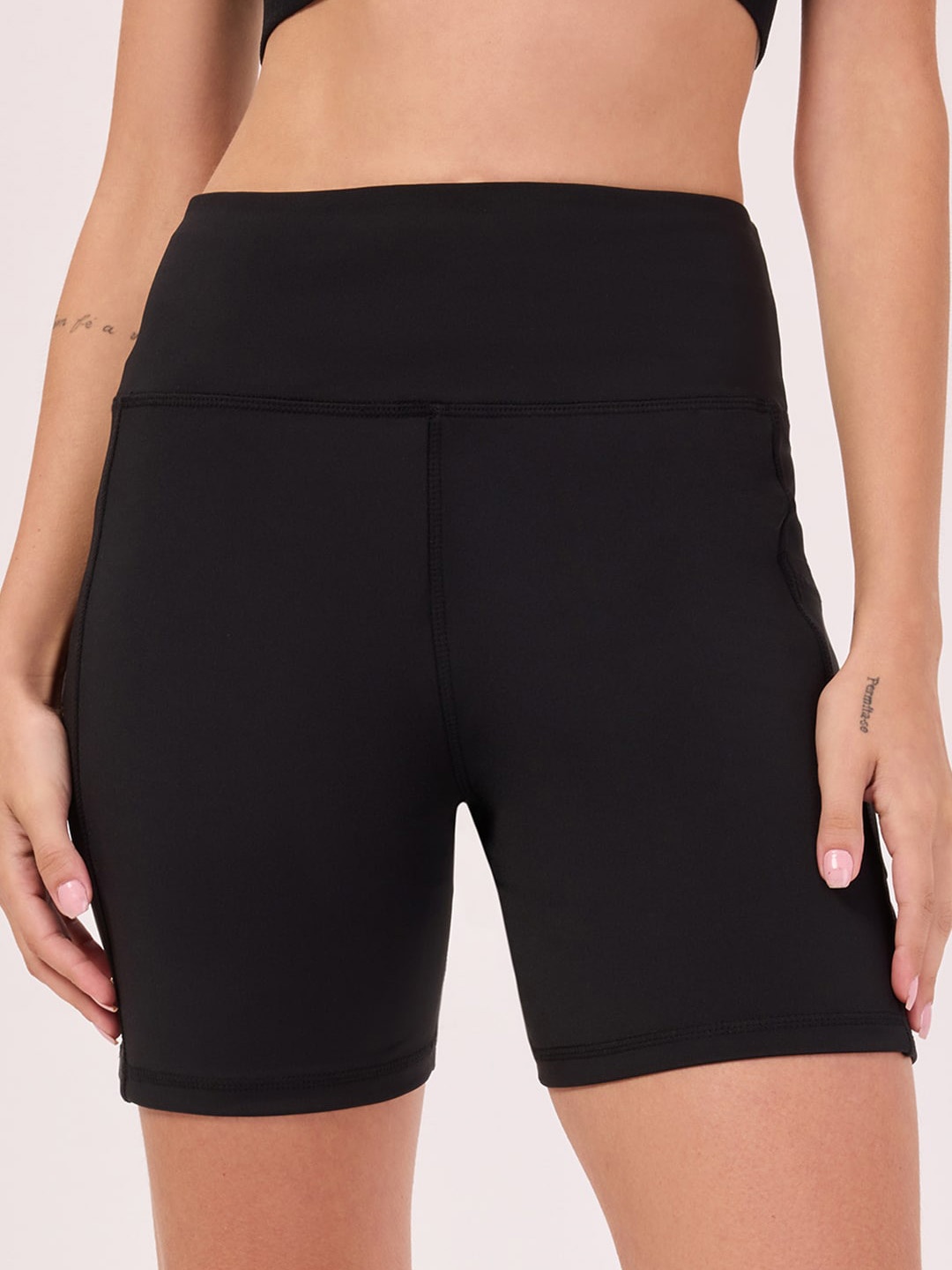 

Bombay High Women Above Knee Training or Gym Regular Fit Sports Shorts, Black