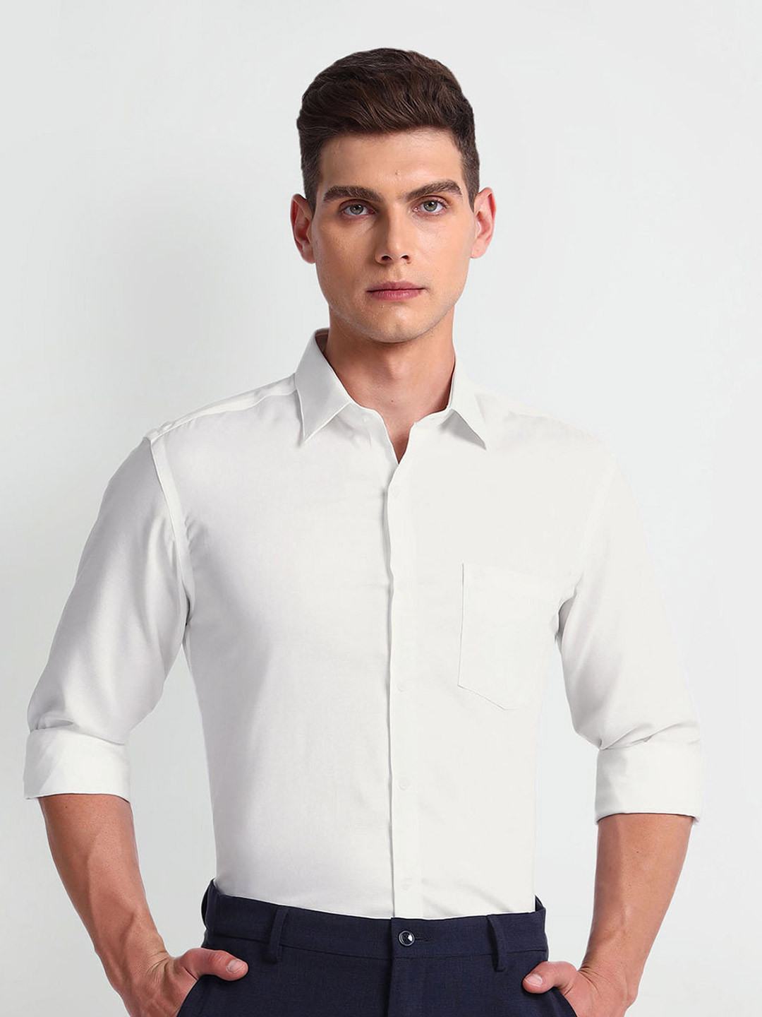 

Arrow Slim Fit Spread Collar Pure Cotton Formal Shirt, White
