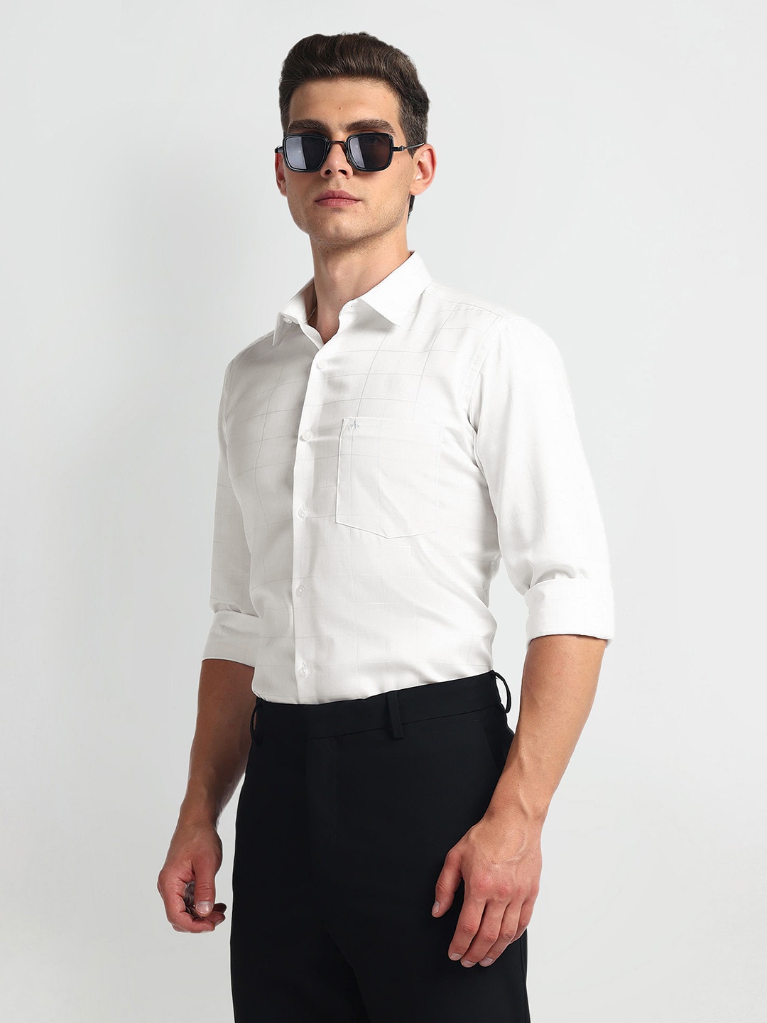 

Arrow Checked Cotton Formal Shirt, White