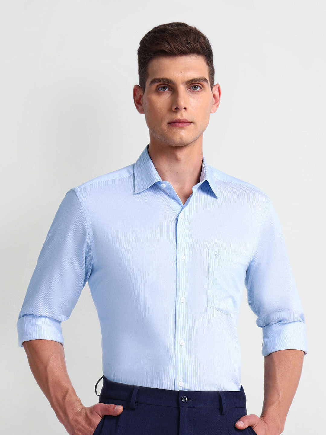 

Arrow Spread Collar Striped Cotton Formal Shirt, Blue