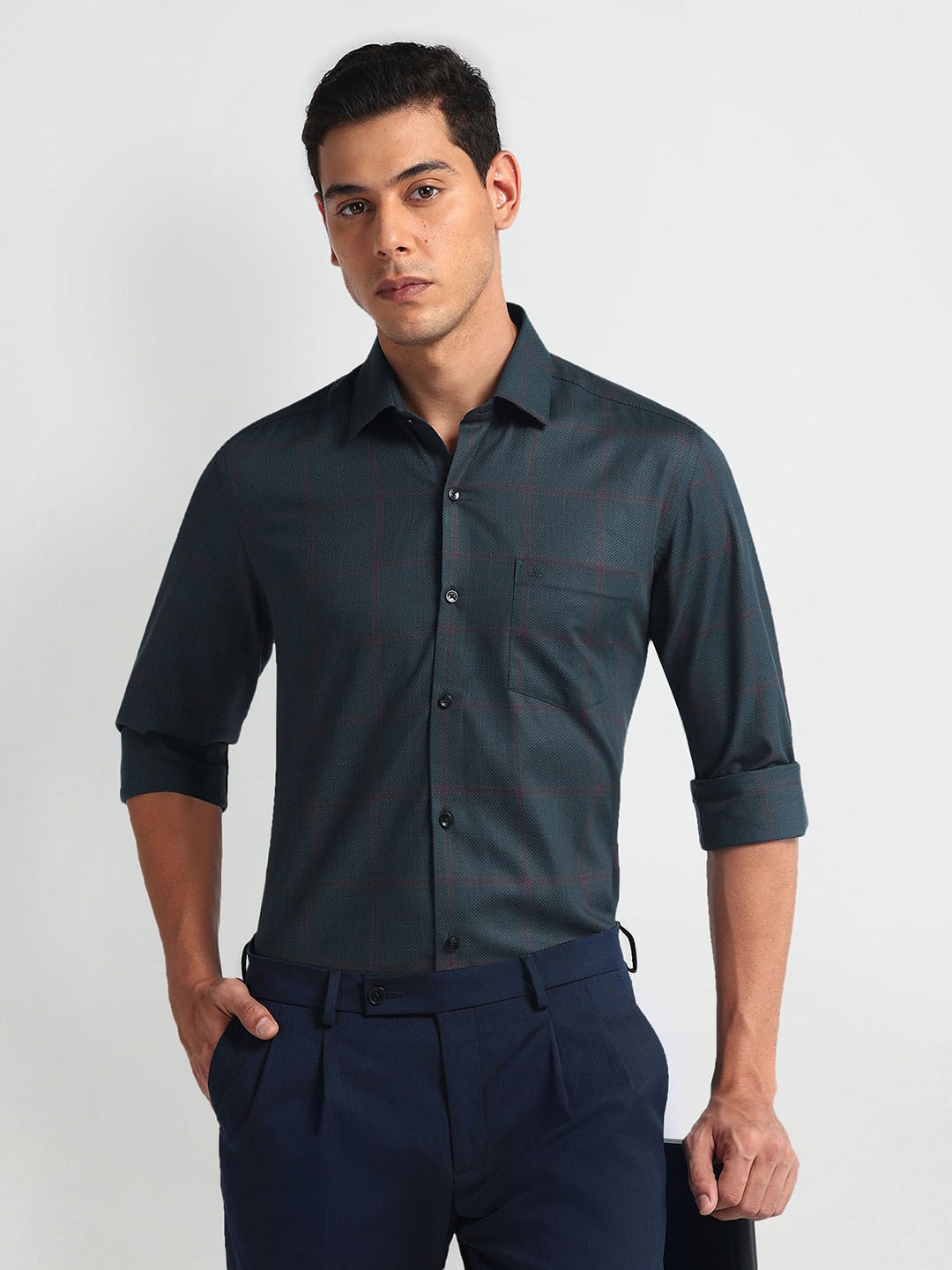 

Arrow Spread Collar Slim Fit Cotton Formal Shirt, Blue