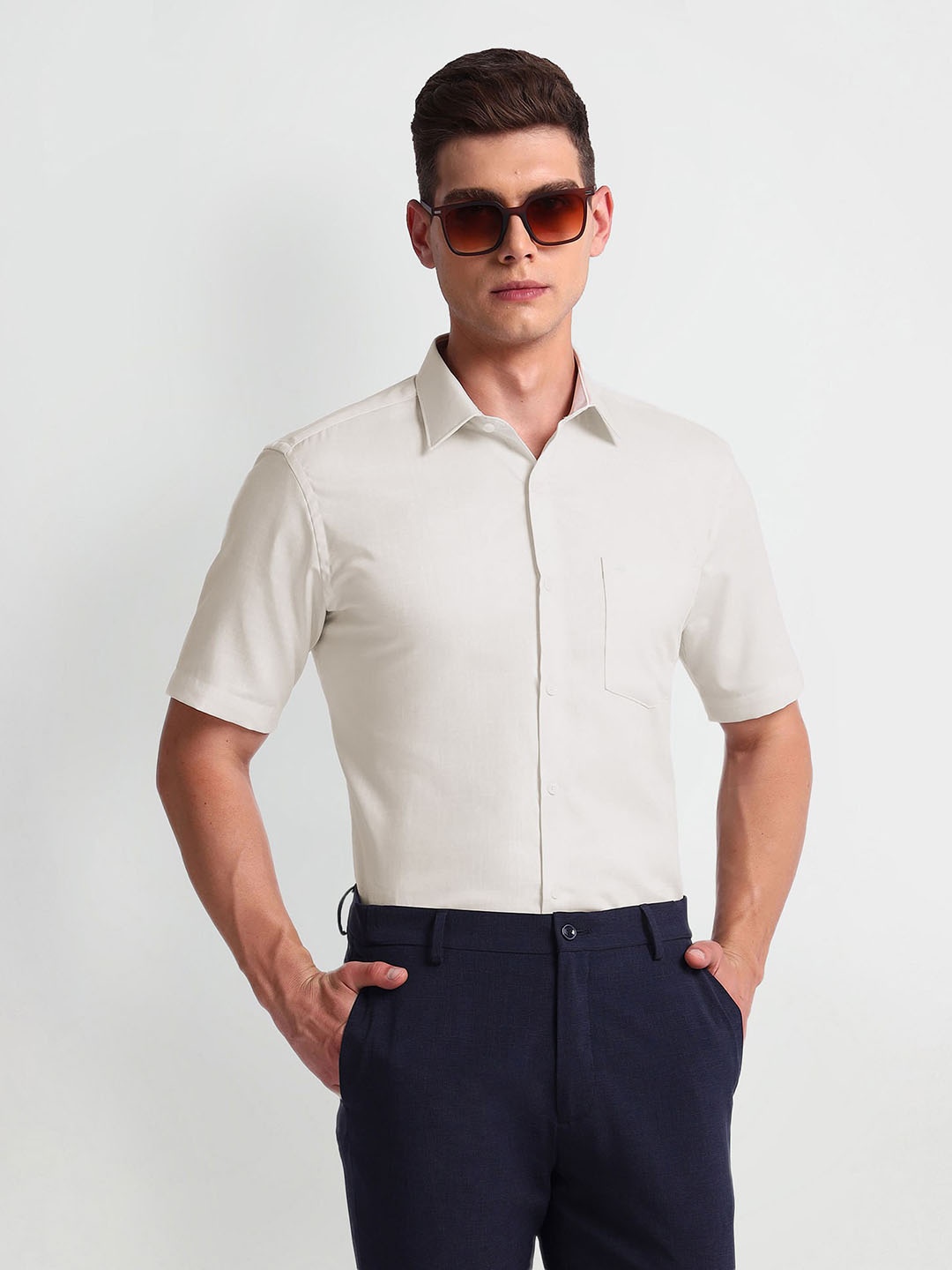 

Arrow Spread Collar Pure Cotton Formal Shirt, White