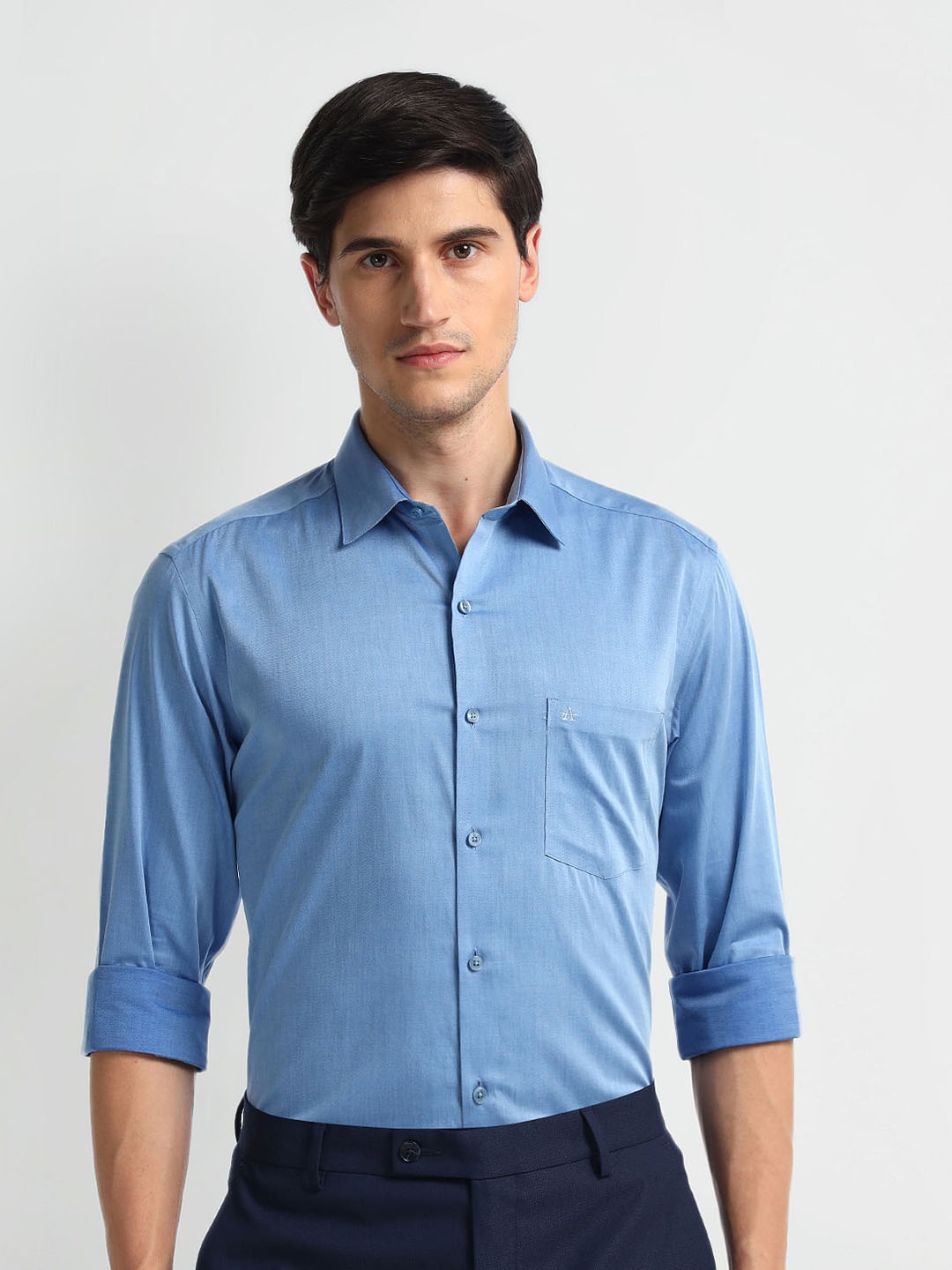 

Arrow Spread Collar Slim Fit Cotton Autopress Formal Shirt, Blue