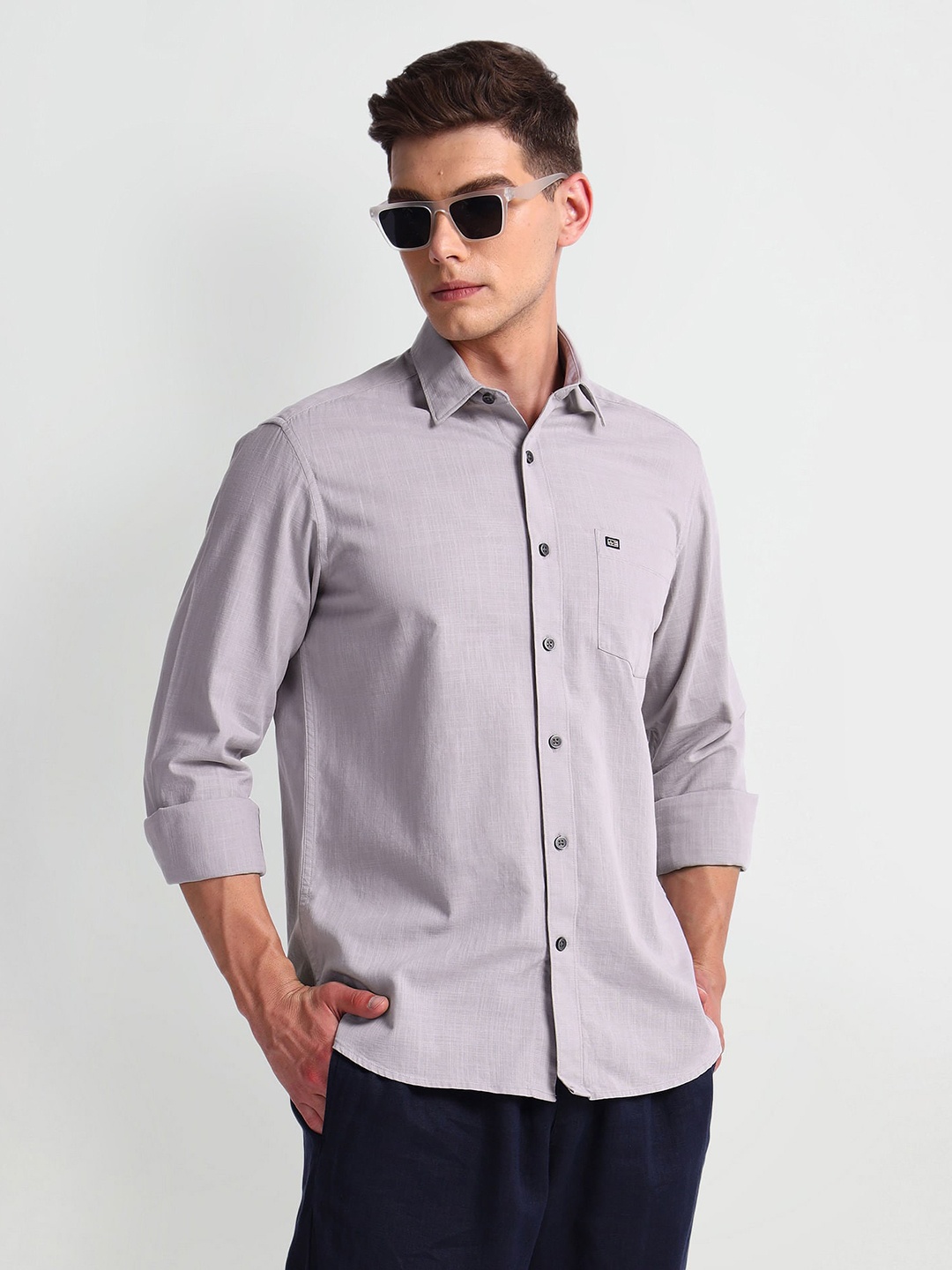 

Arrow Sport Spread Collar Slim Fit Cotton Casual Shirt, Grey