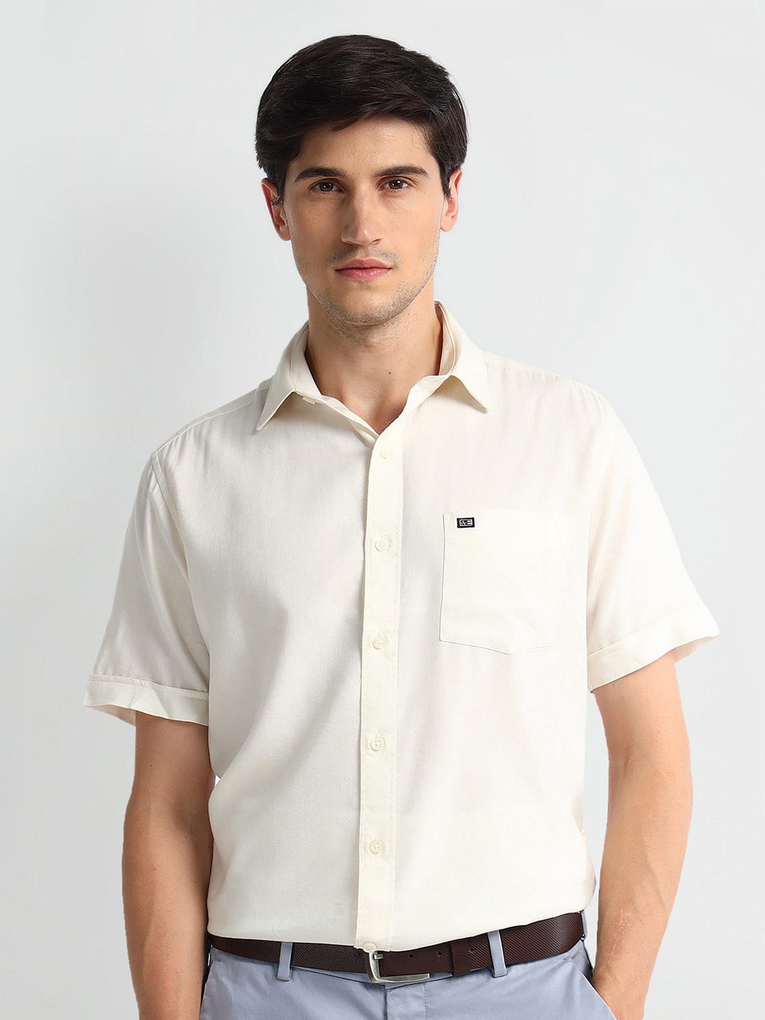 

Arrow Sport Twill Weave Cotton & Modal Casual Shirt, Off white