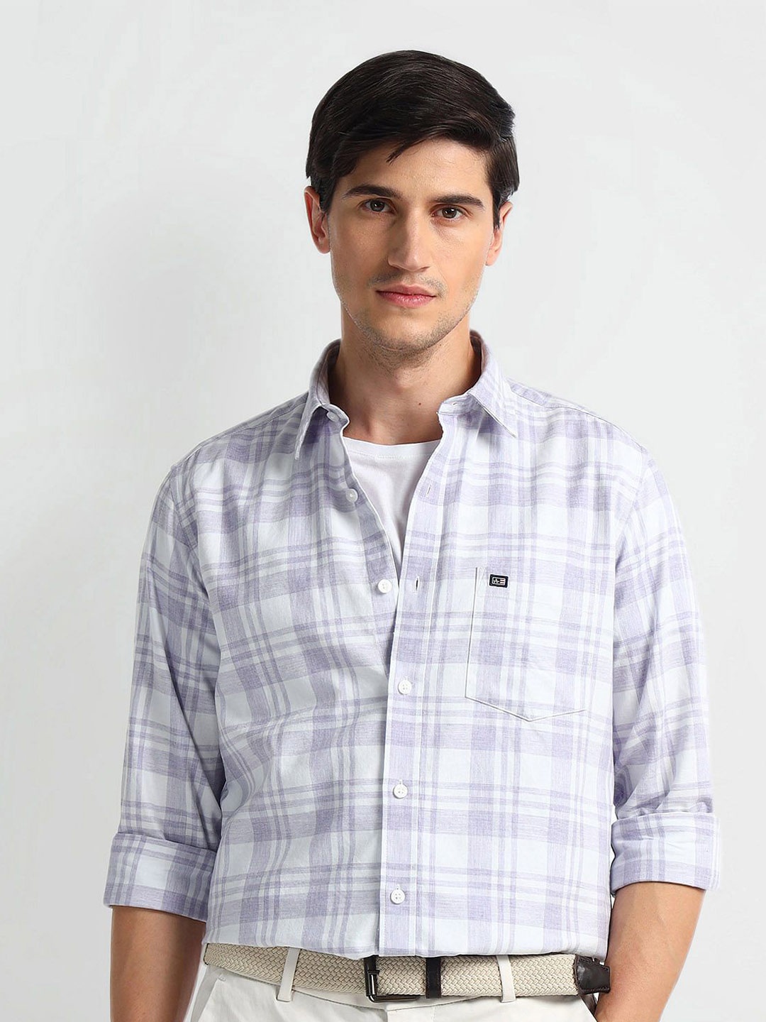 

Arrow Sport Slim Fit Tartan Checked Cotton Casual Shirt, Purple