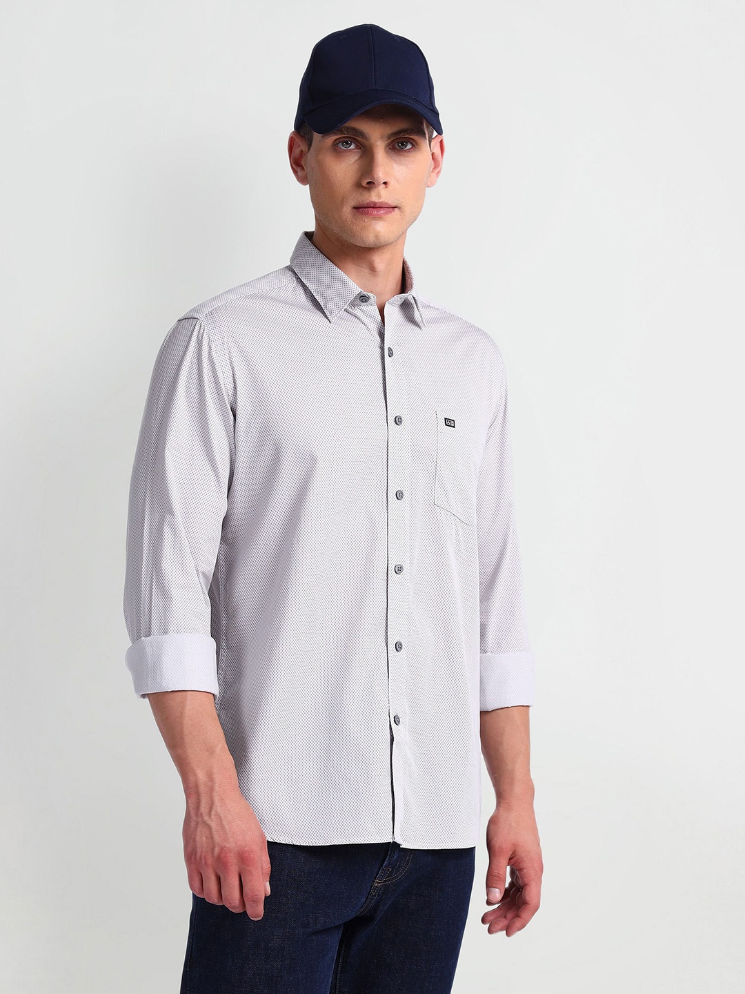 

Arrow Sport Slim Fit Geometric Printed Spread Collar Long Sleeves Casual Shirt, Brown