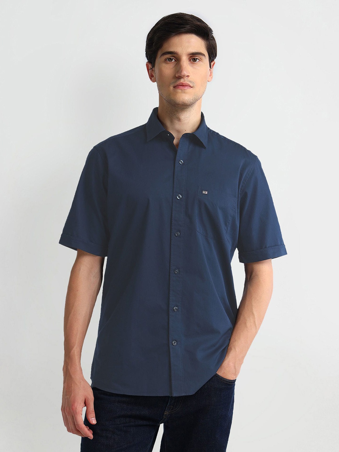 

Arrow Sport Spread Collar Cotton Twill Casual Shirt, Blue