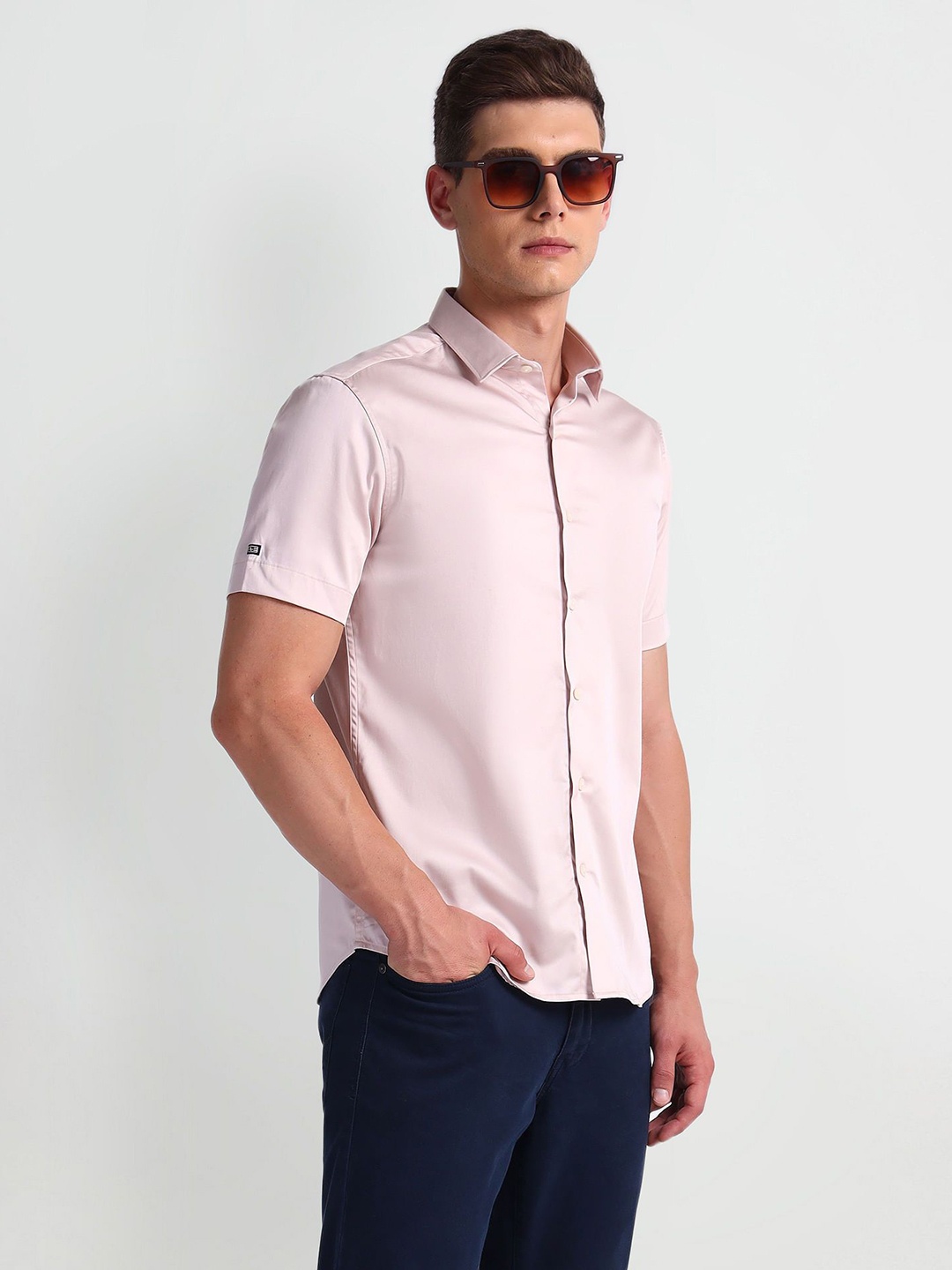 

Arrow Sport Slim Fit Spread Collar Short Sleeves Casual Shirt, Pink