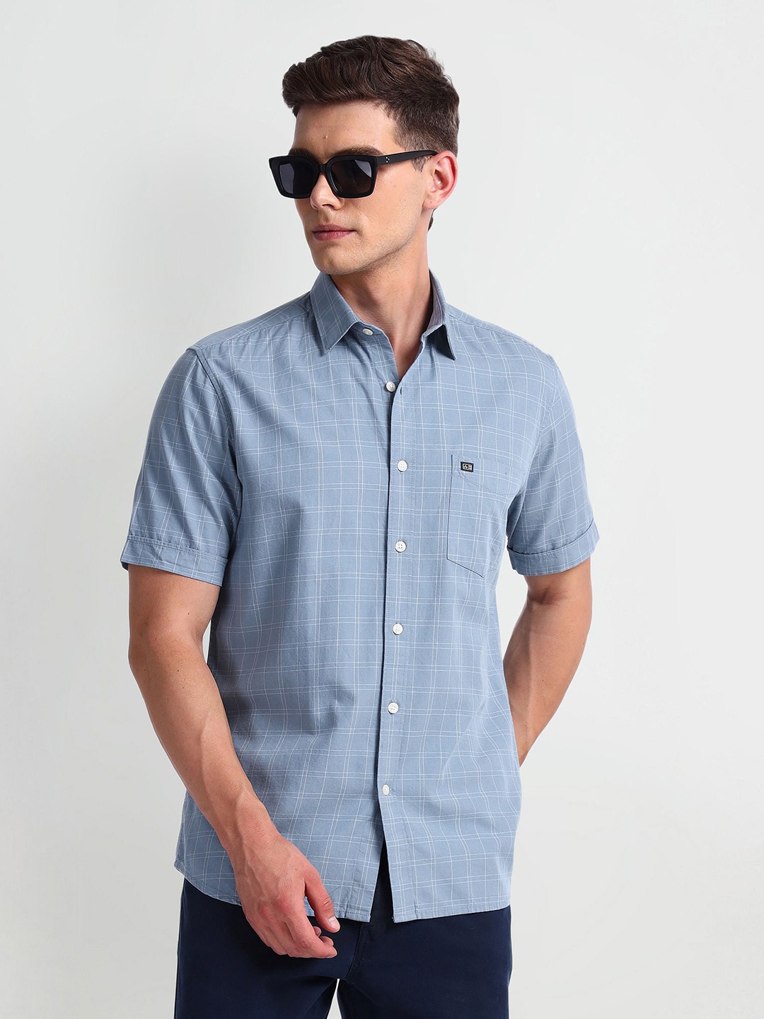 

Arrow Sport Spread Collar Regular Fit Cotton Casual Shirt, Blue
