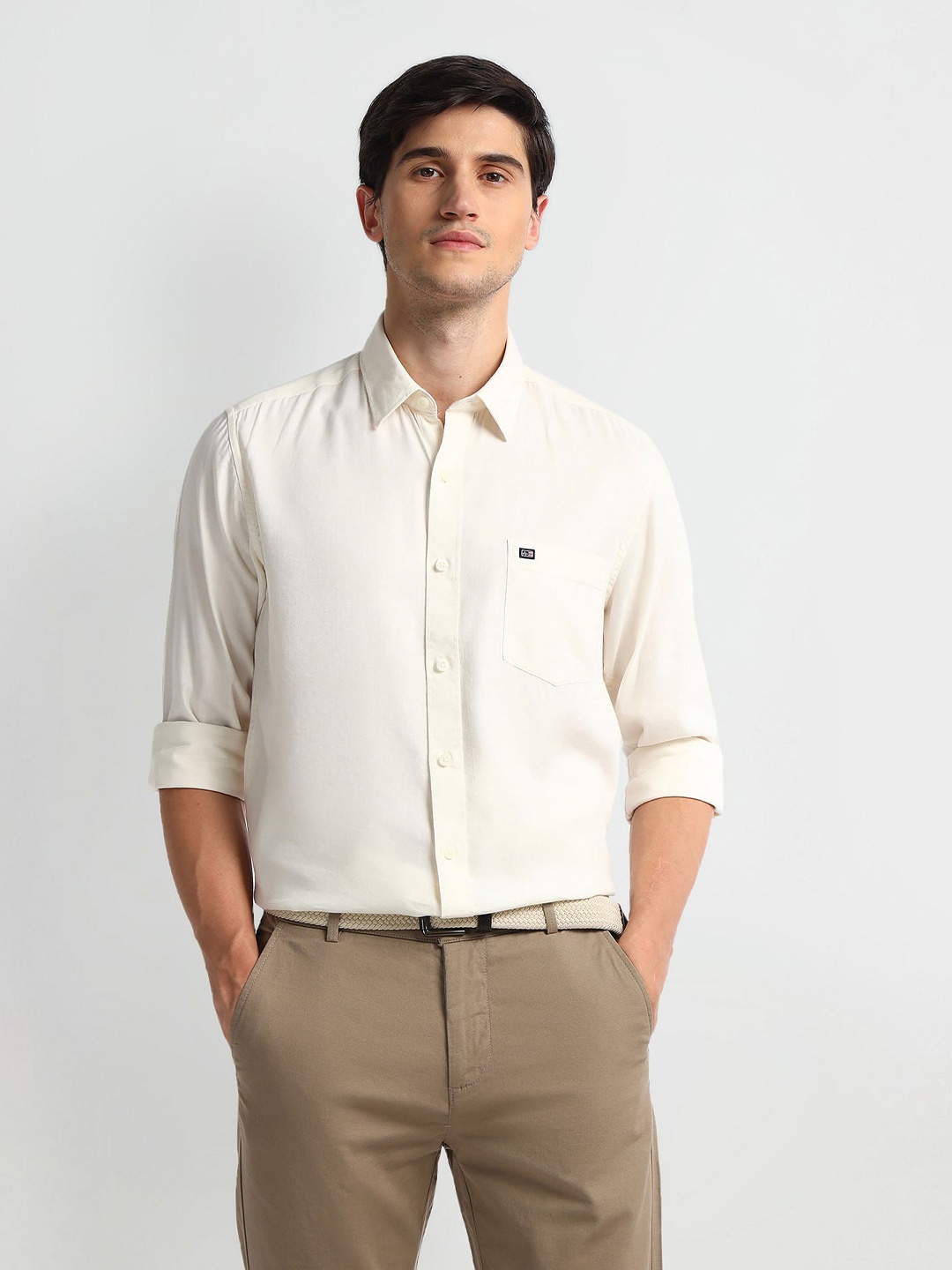 

Arrow Sport Slim Fit Spread Collar Long Sleeves Casual Shirt, White