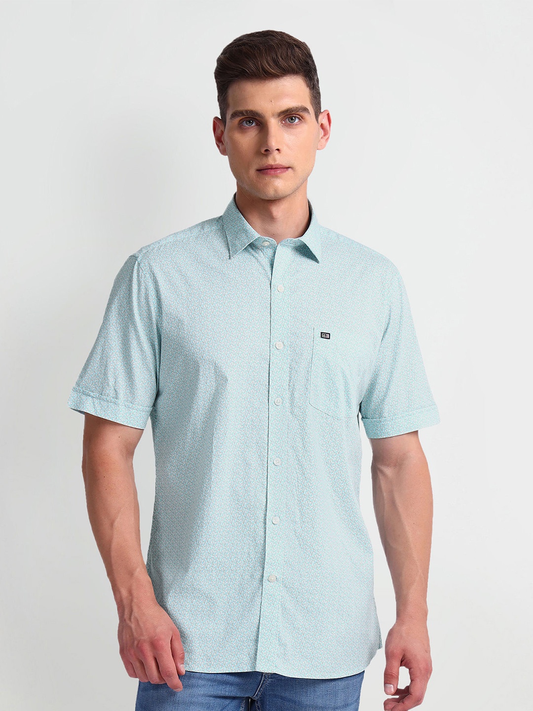 

Arrow Sport Floral Printed Spread Collar Cotton Casual Shirt, Blue