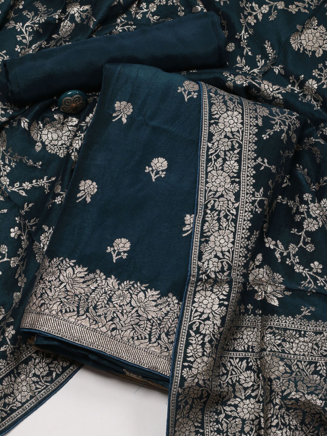 

Meena Bazaar Woven Design Unstitched Dress Material, Navy blue