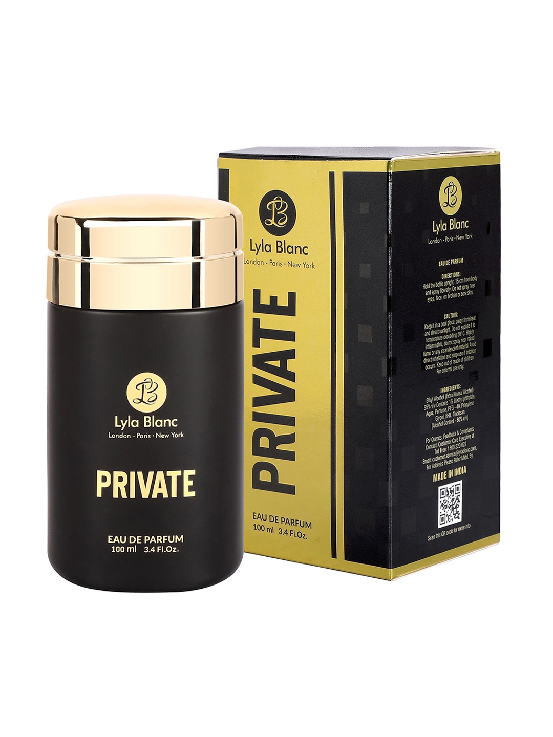 

Lyla Blanc Private Dark Wood EDP Perfume - 100 ml, Black