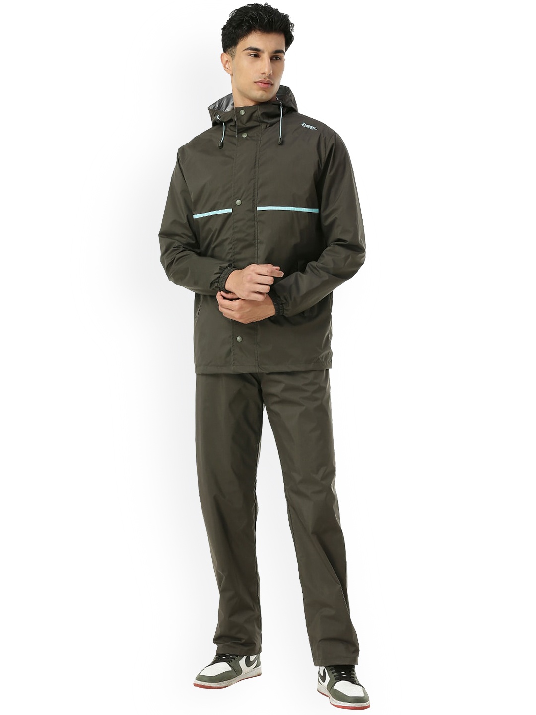 

Zeel Attached Hooded Waterproof Rain Jacket, Olive