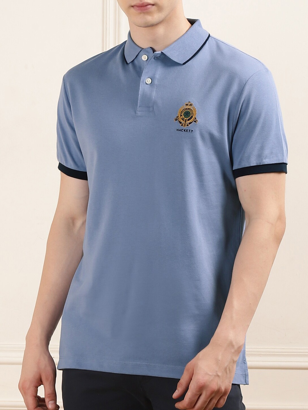 

HACKETT LONDON Men Applique polo collar T-shirt, Blue