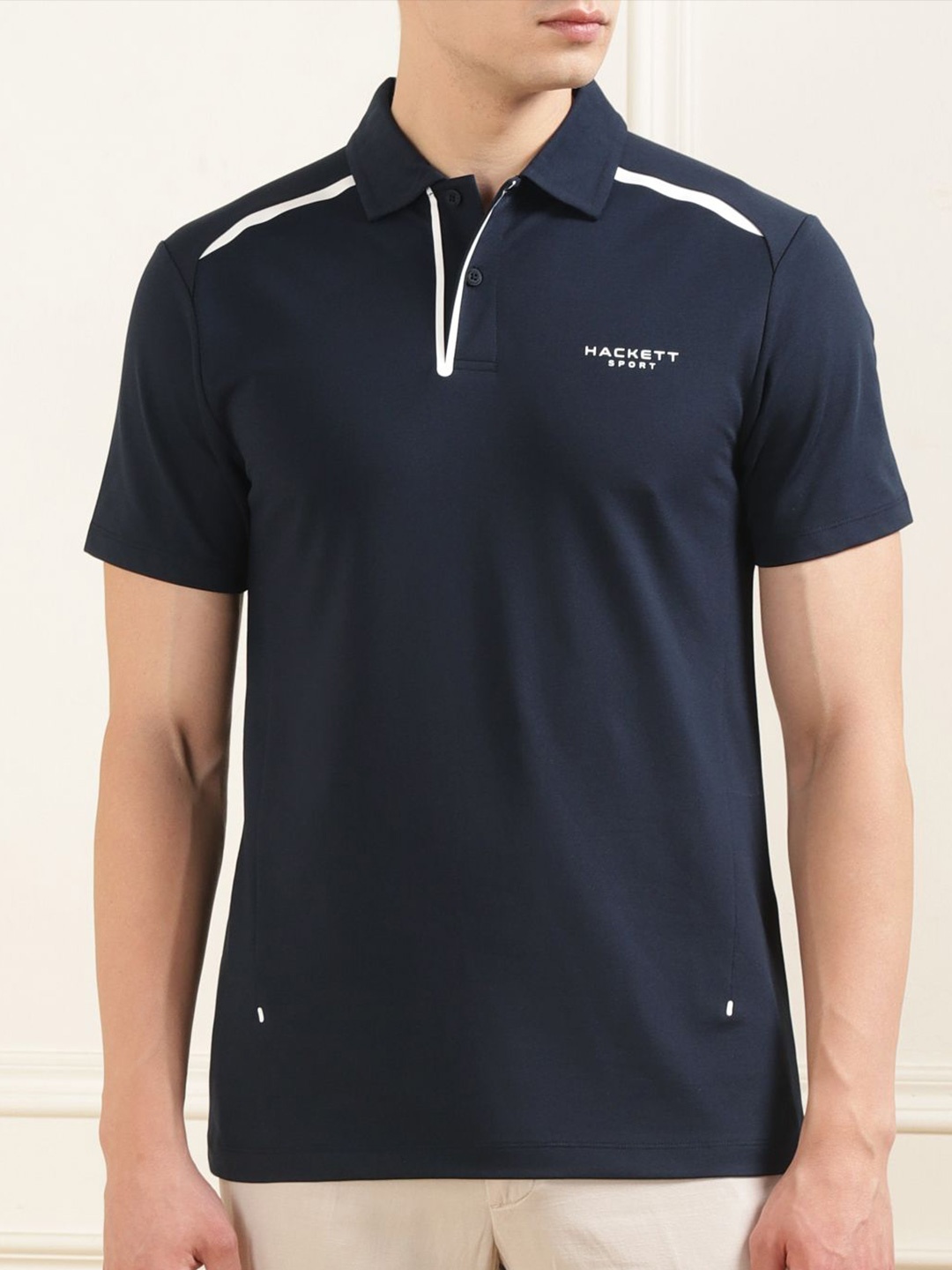 

HACKETT LONDON Men Nautical Polo Collar T-shirt, Navy blue