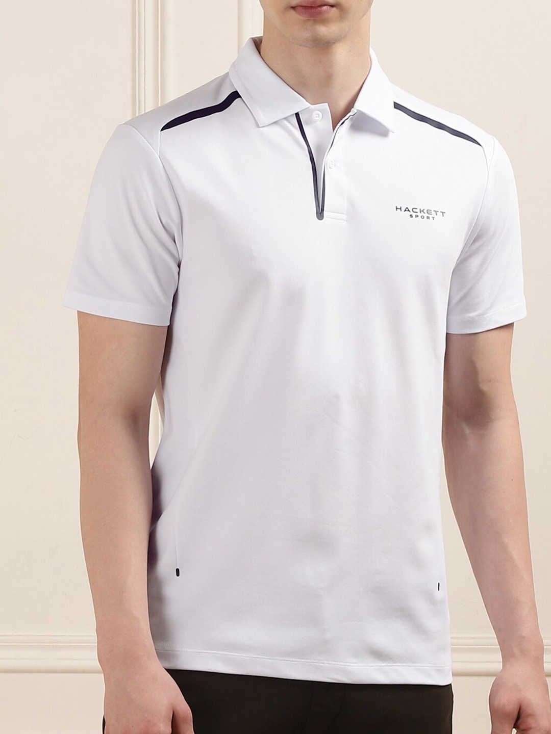 

HACKETT LONDON Men Typography Polo Collar T-shirt, White