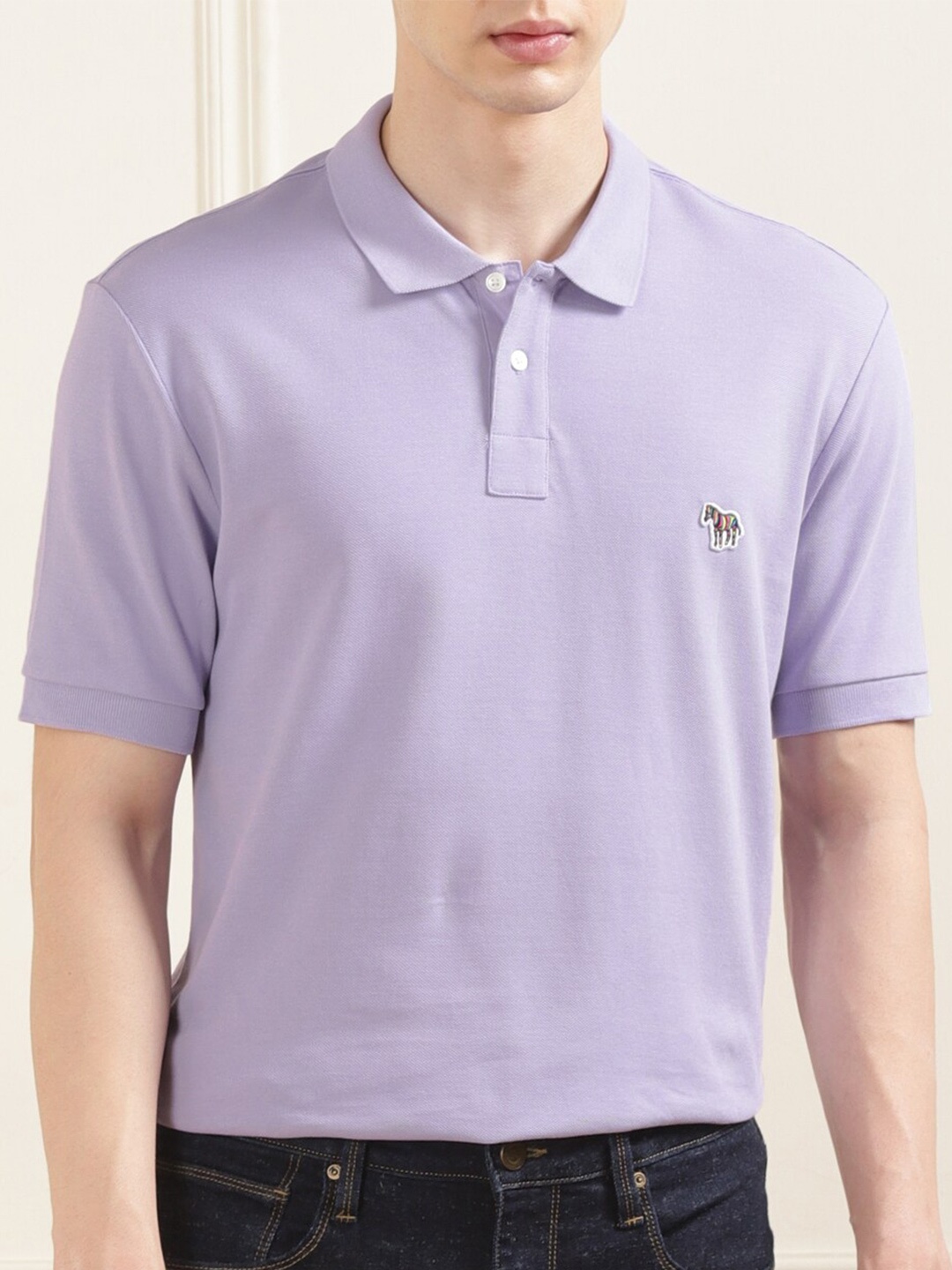 

PS By Paul Smith Men Polo Collar Solid Zebra Badge T-shirt, Lavender
