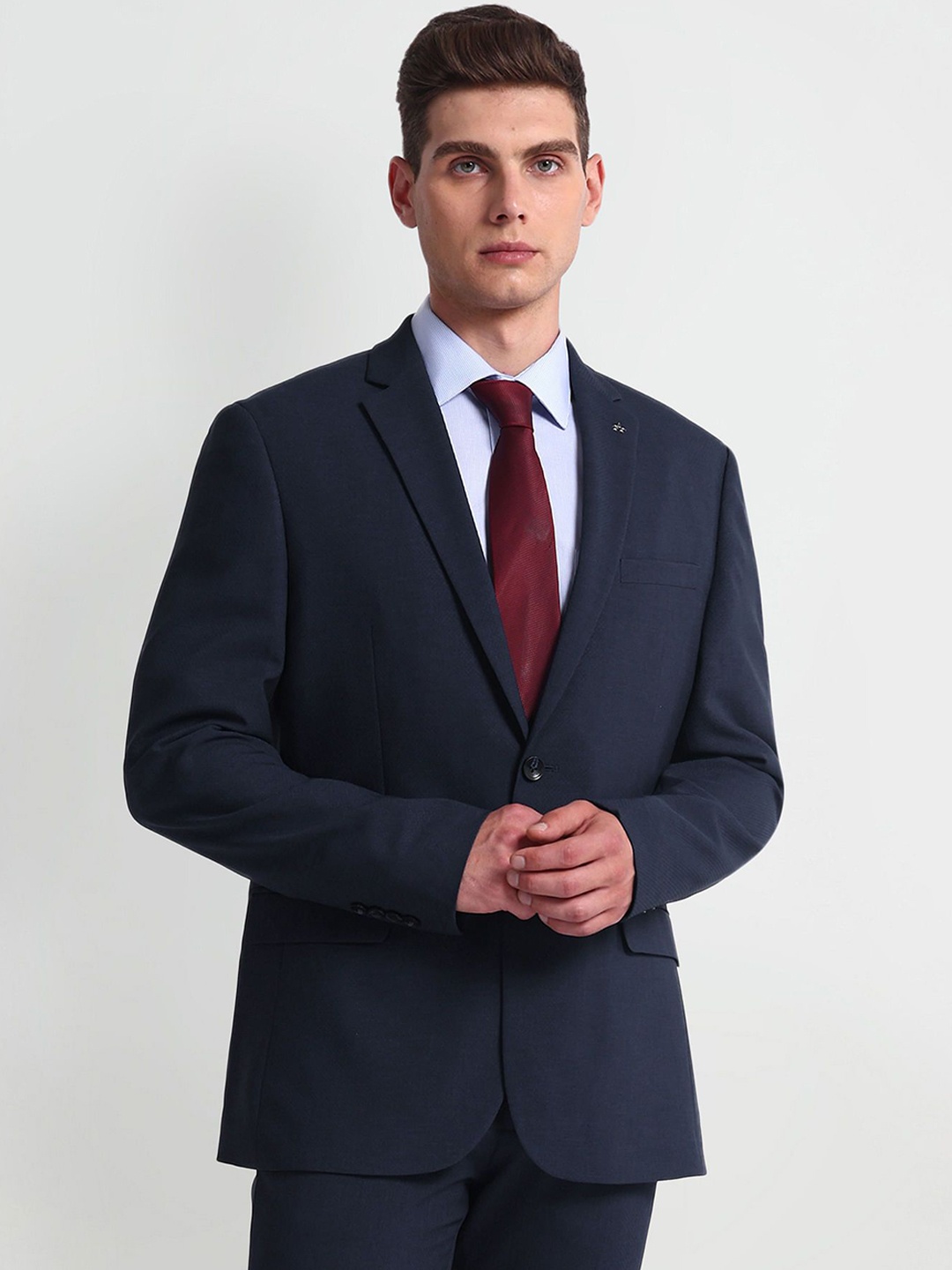 

Arrow Notched Lapel Single-Breasted Slim-Fit Formal Blazer, Navy blue