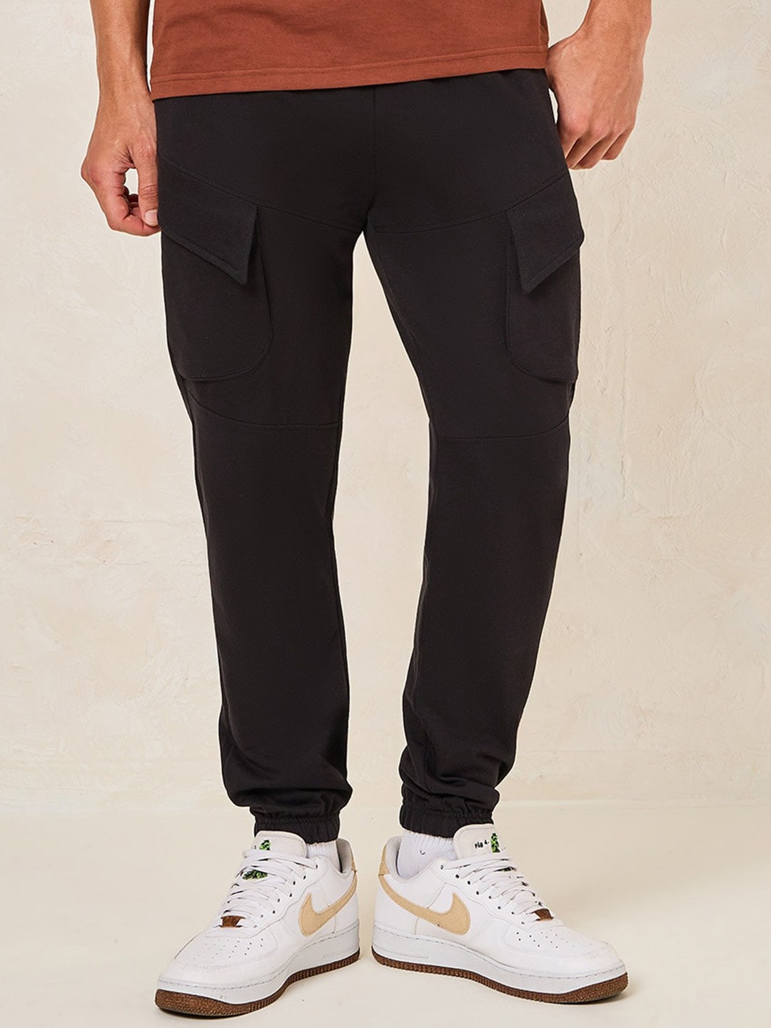 

Styli Men Slim Fit Cargo Joggers with Drawstring, Black