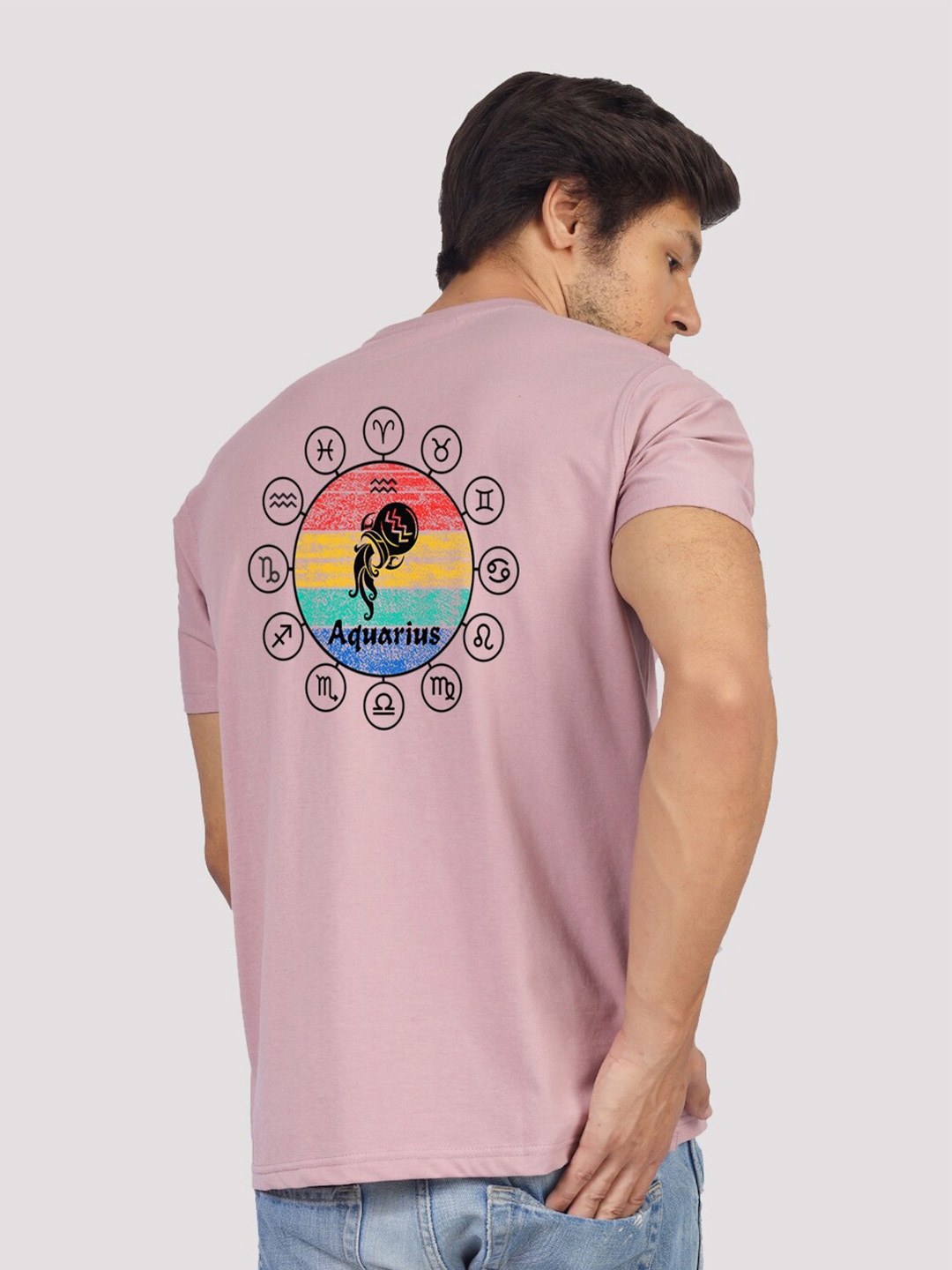 

Greylongg Men V-Neck Extended Sleeves Applique T-shirt, Purple
