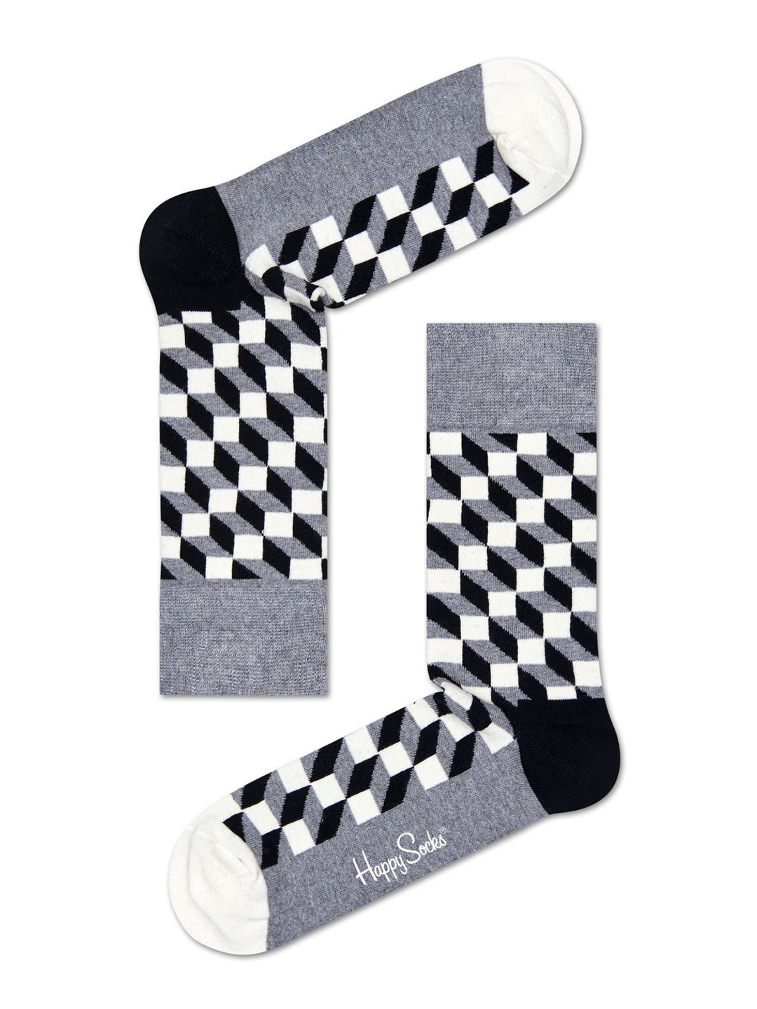 

Happy Socks Patterned Cotton Calf-Length Socks, Grey