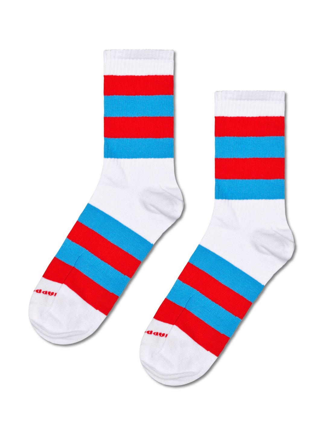 

Happy Socks Striped Cotton Calf-Length Socks, White