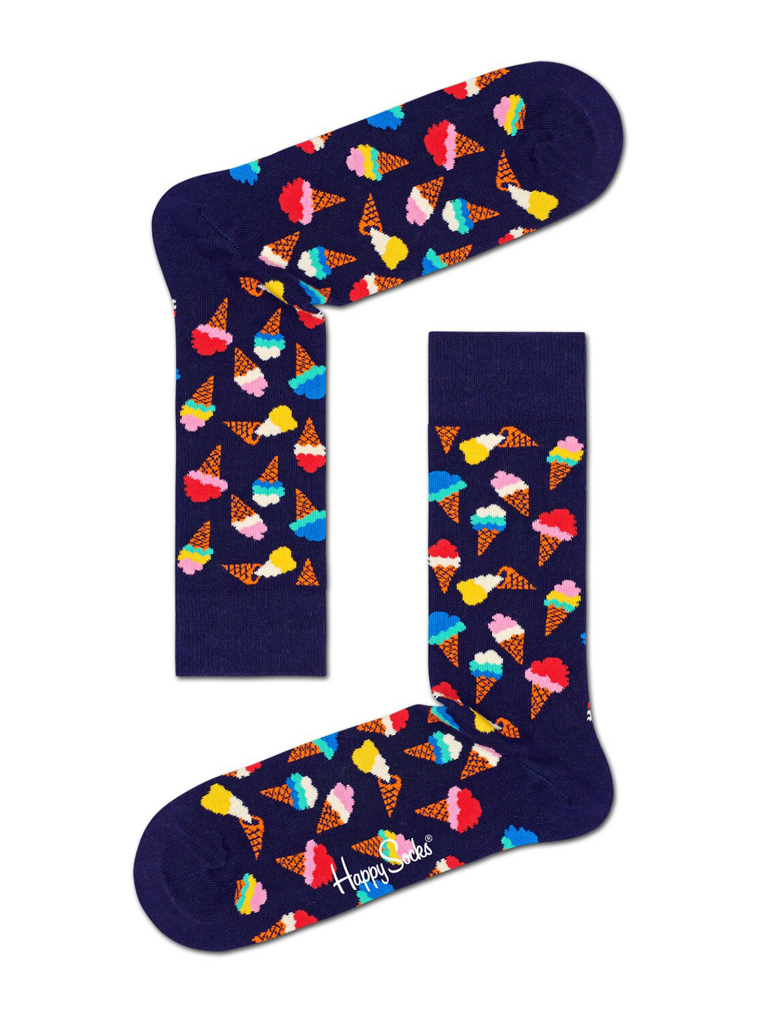 

Happy Socks Patterned Cotton Calf-Length Socks, Navy blue
