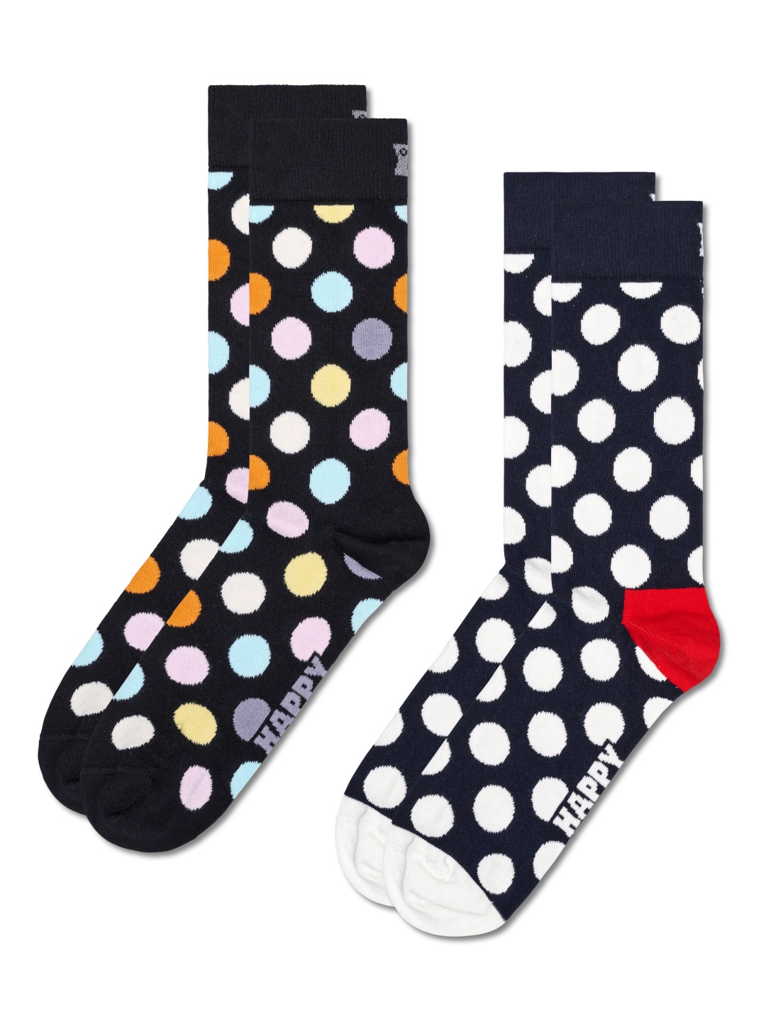 

Happy Socks Pack Of 2 Patterned Cotton Calf-Length Socks, Black