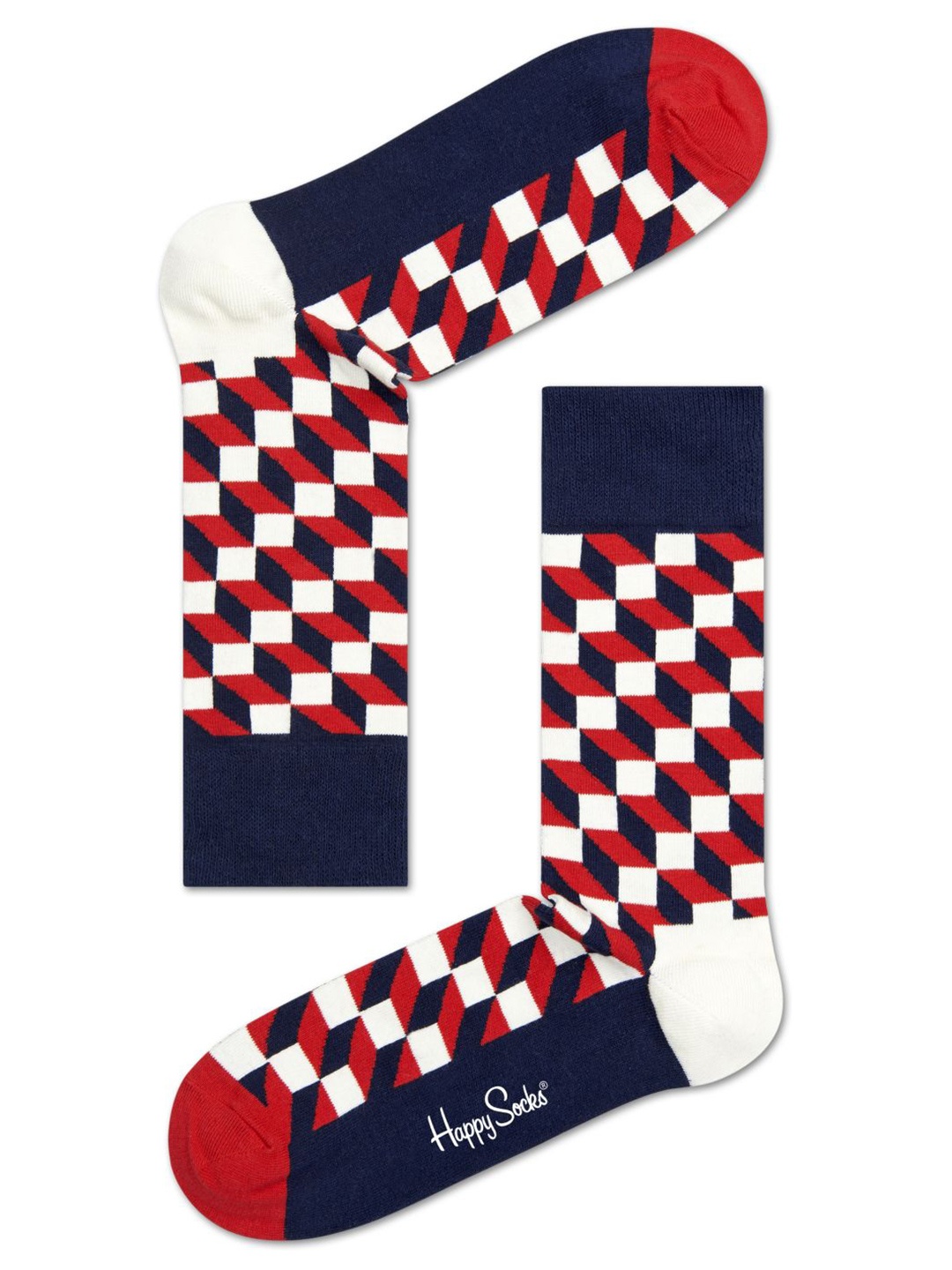 

Happy Socks Patterned Cotton Calf-Length Socks, Navy blue