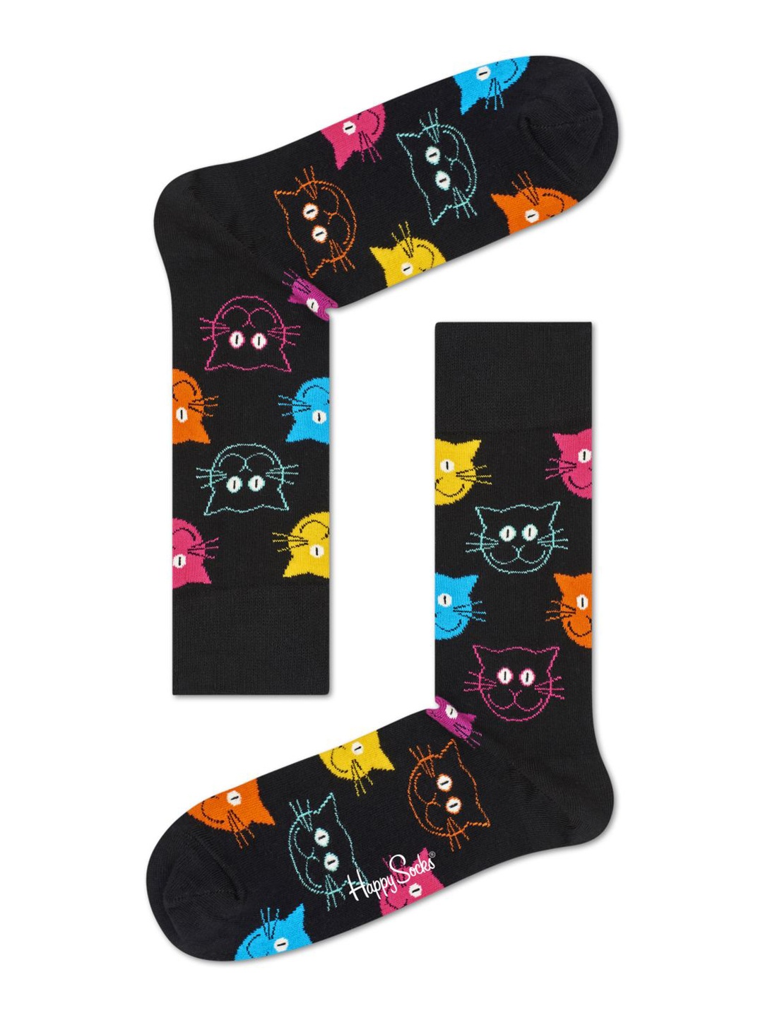 

Happy Socks Patterned Cotton Calf-Length Socks, Black