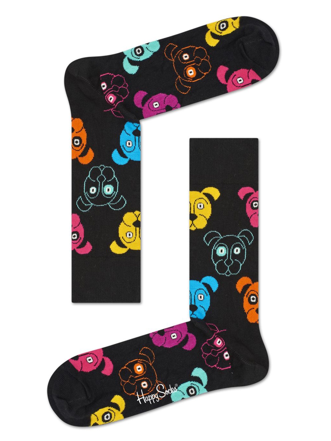 

Happy Socks Patterned Cotton Calf-Length Socks, Black