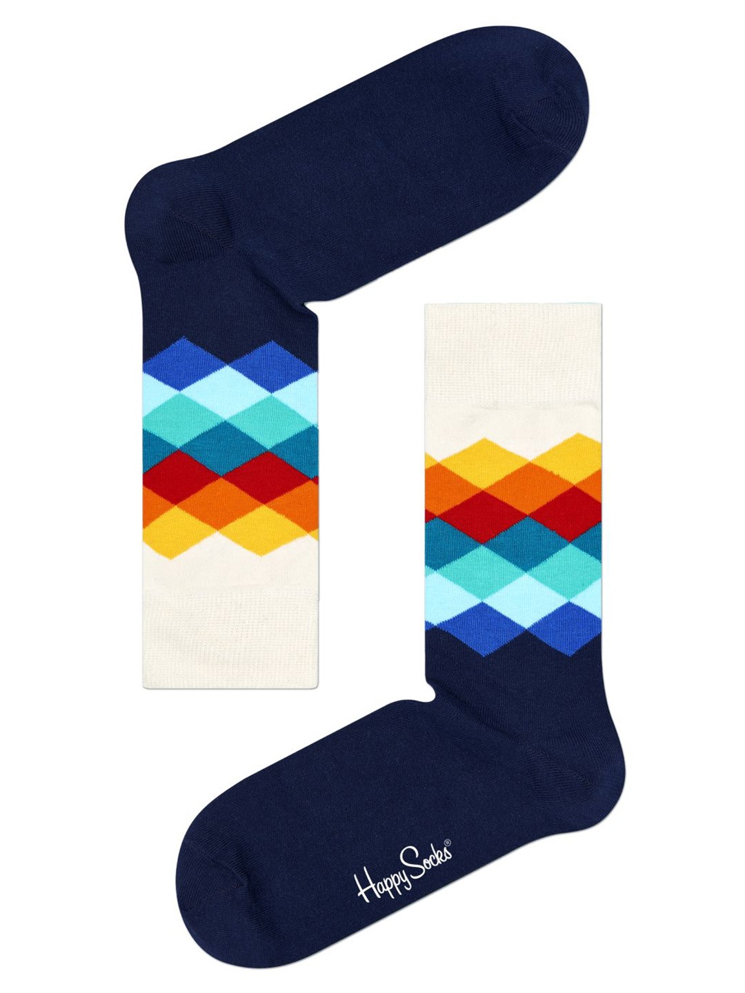 

Happy Socks Patterned Cotton Calf-Length Socks, Blue