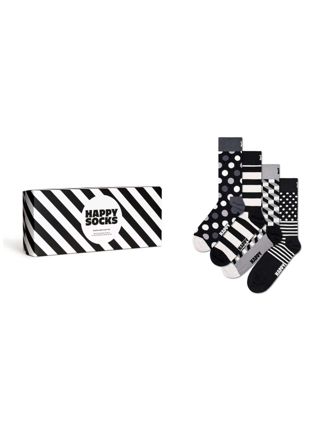 

Happy Socks Pack Of 4 Patterned Cotton Calf-Length Socks, Black