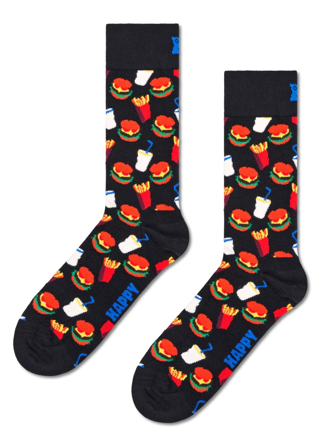 

Happy Socks Patterned Cotton Calf-Length Socks, Black