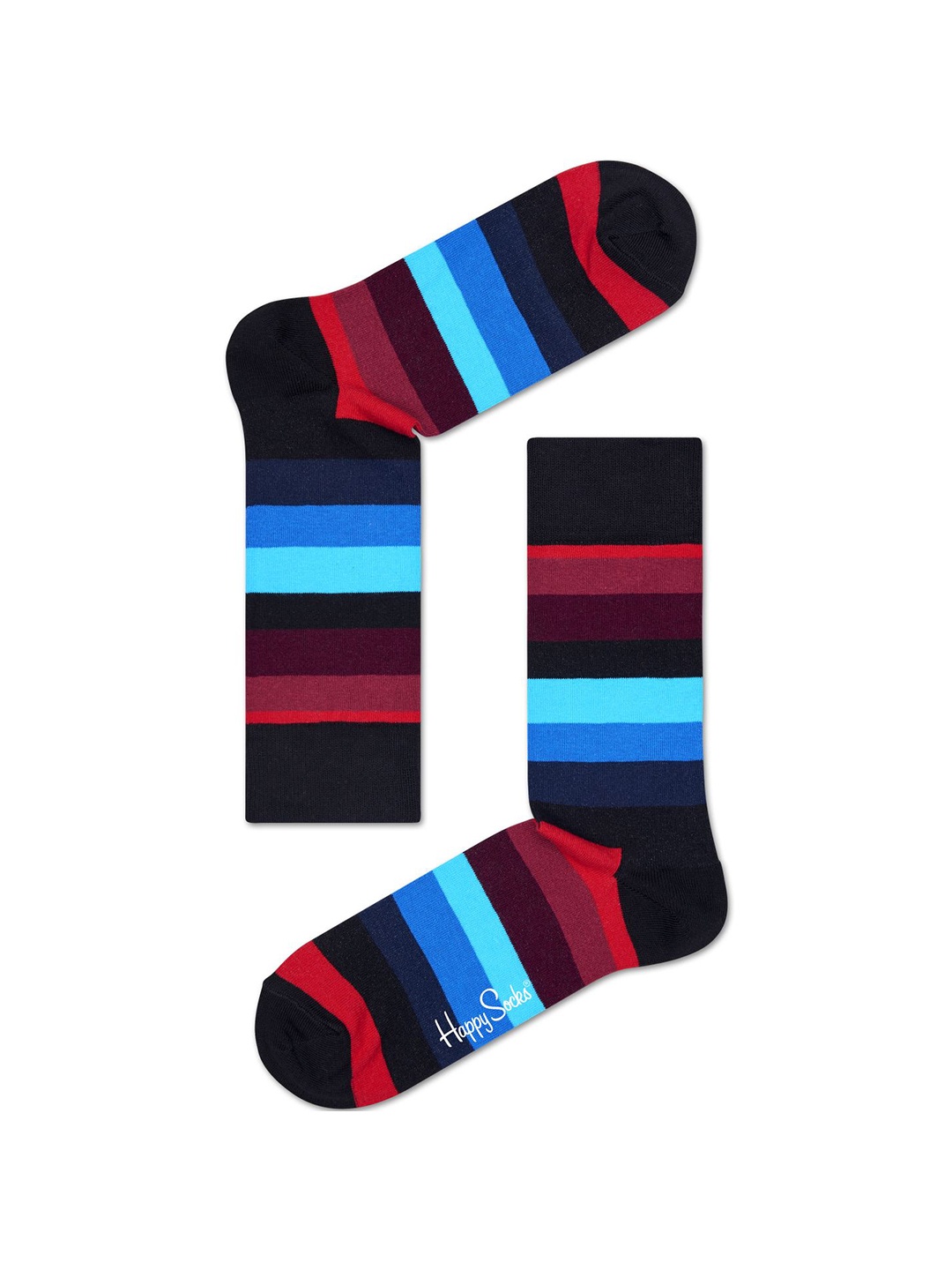 

Happy Socks Striped Cotton Calf-Length Socks, Black