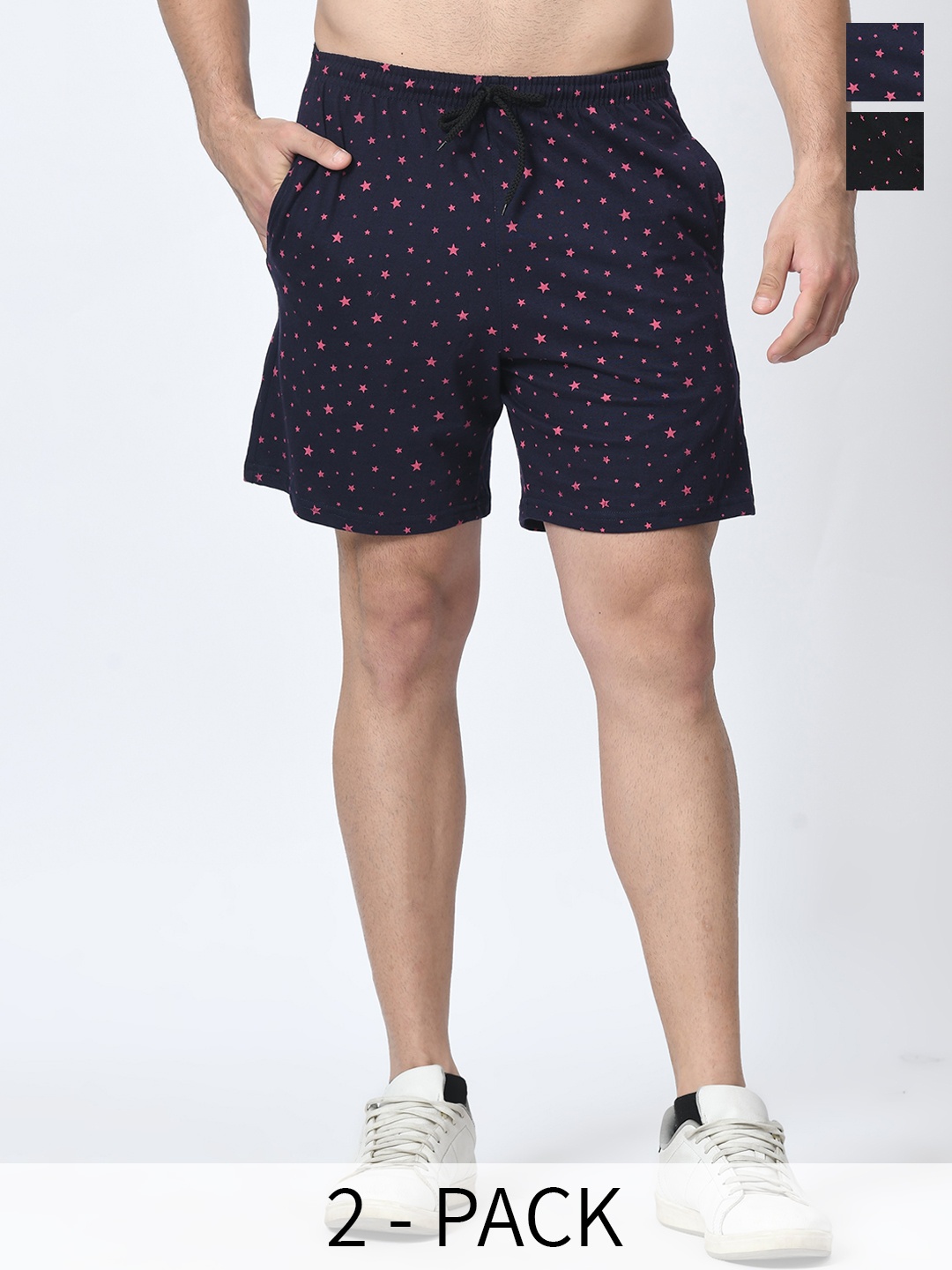 

BAESD Men Printed Loose Fit High-Rise Shorts, Blue