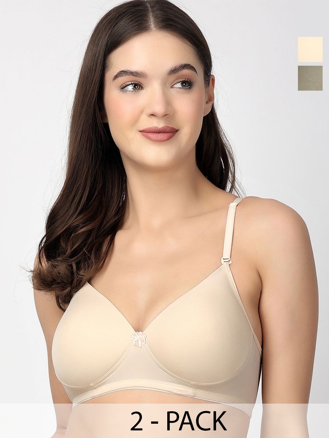 

Floret Pack Of 2 Medium Coverage Heavily Padded T-shirt Bra With All Day Comfort, Beige