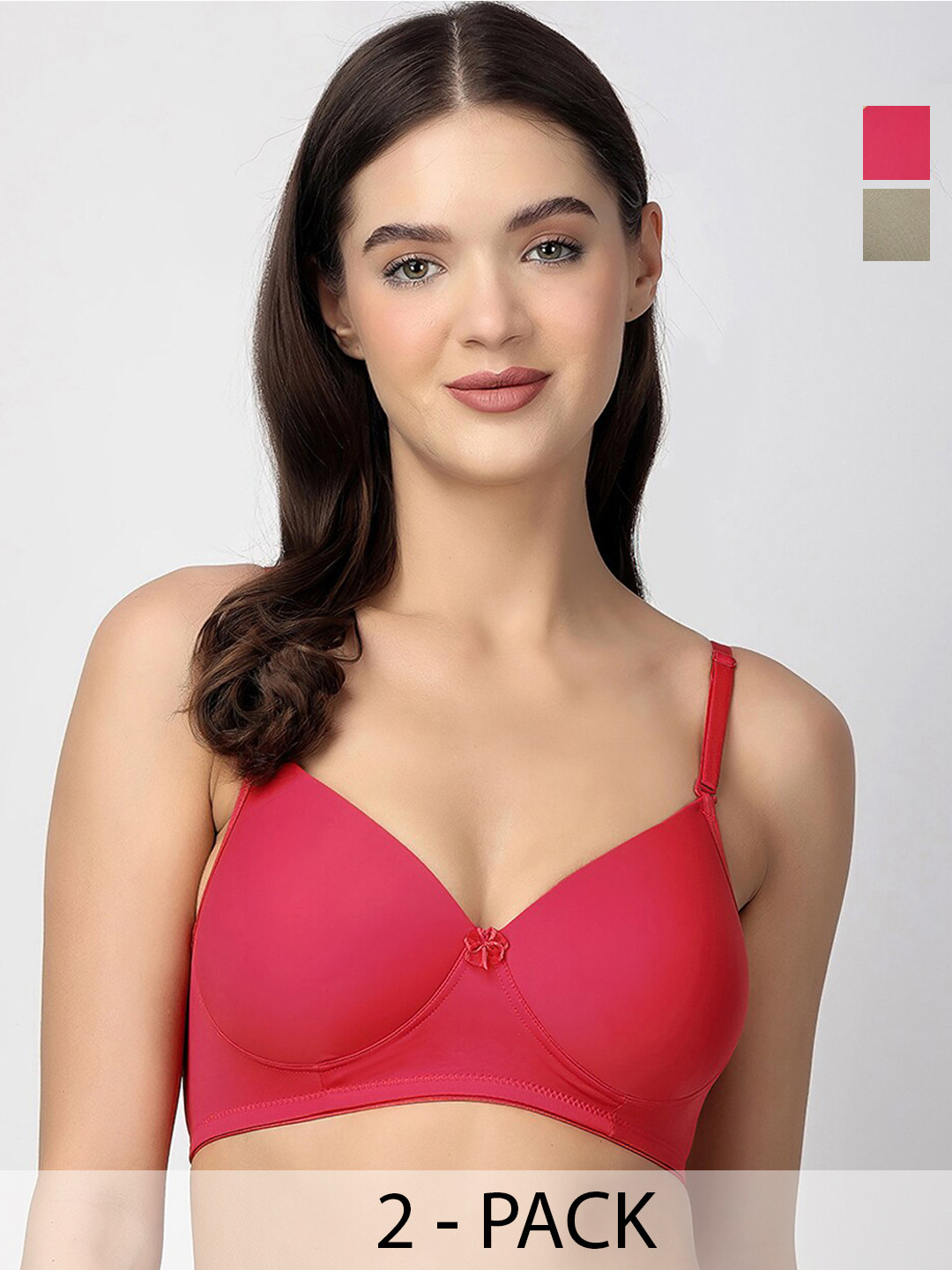 

Floret Pack Of 2 Medium Coverage All Day Comfort Super Support T-shirt Bras, Maroon