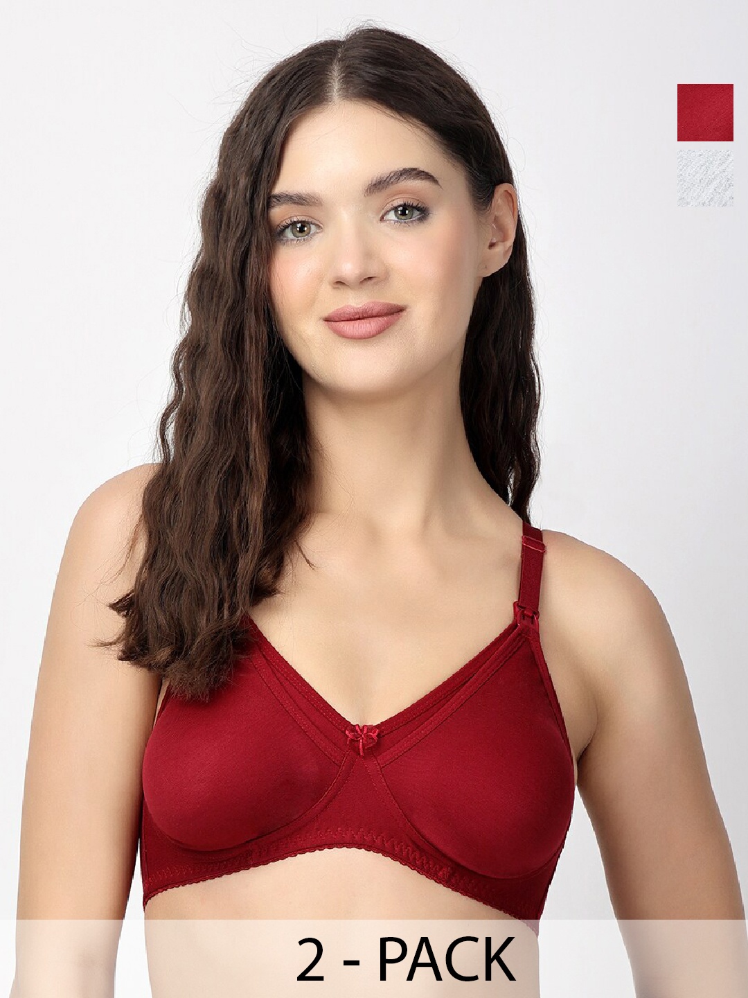 

Floret Pack of 2 Full Coverage Maternity Bra, Maroon