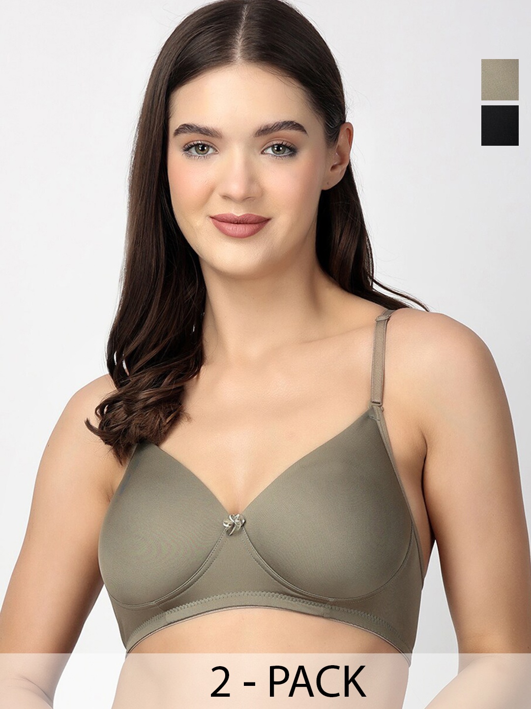 

Floret Pack of 2 T-shirt Bra - Medium Coverage Heavily Padded, Olive