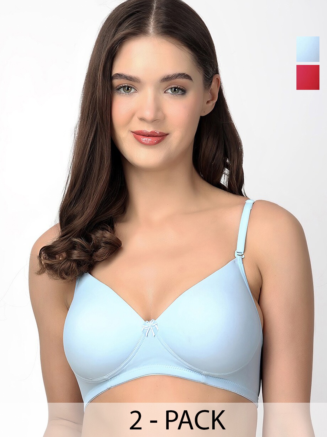 

Floret Pack Of 2 Medium Coverage All Day Comfort Super Support T-shirt Bras, Blue
