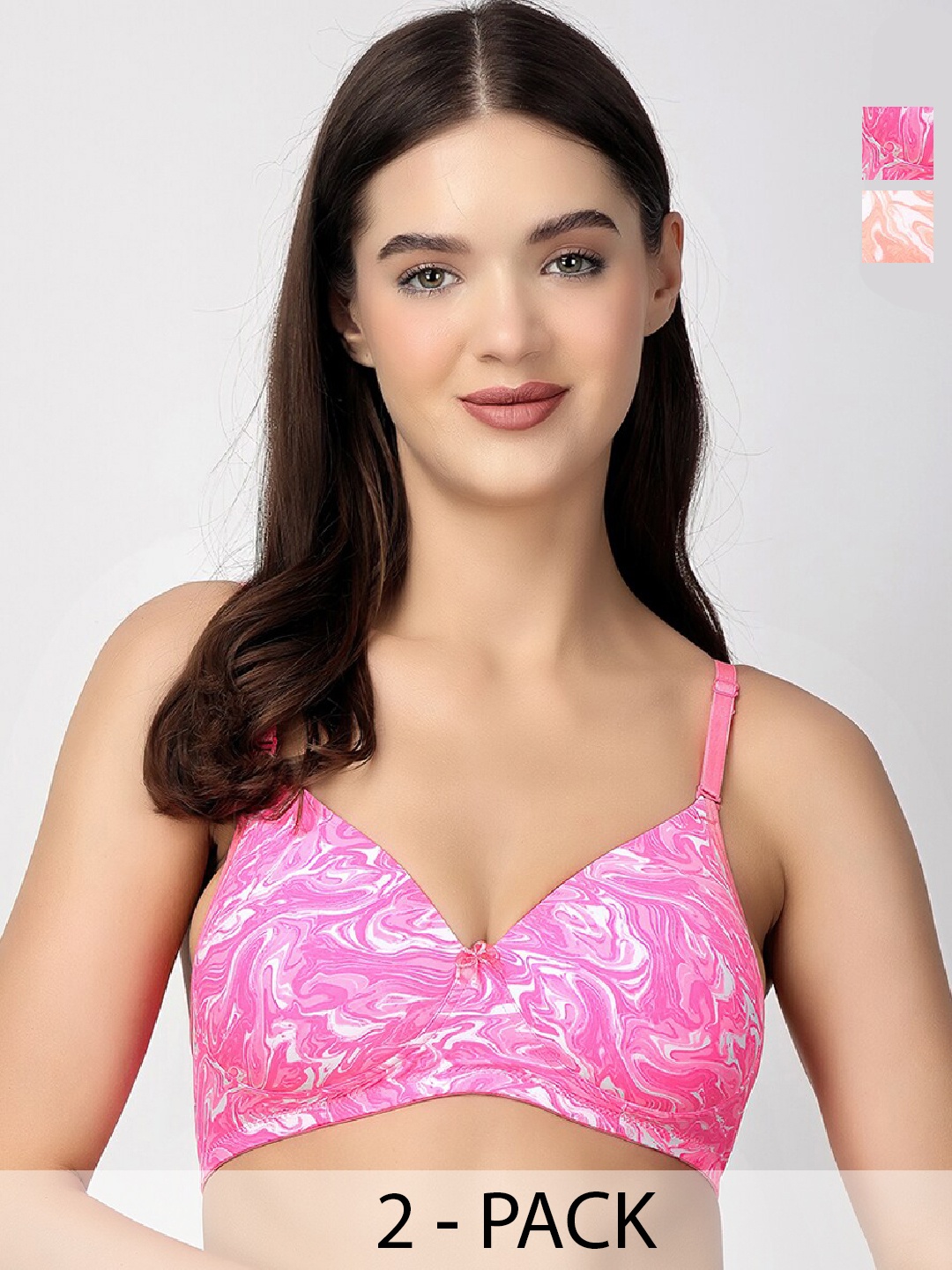 

Floret Pack Of 2 Medium Coverage All Day Comfort Super Support T-shirt Bras, Pink