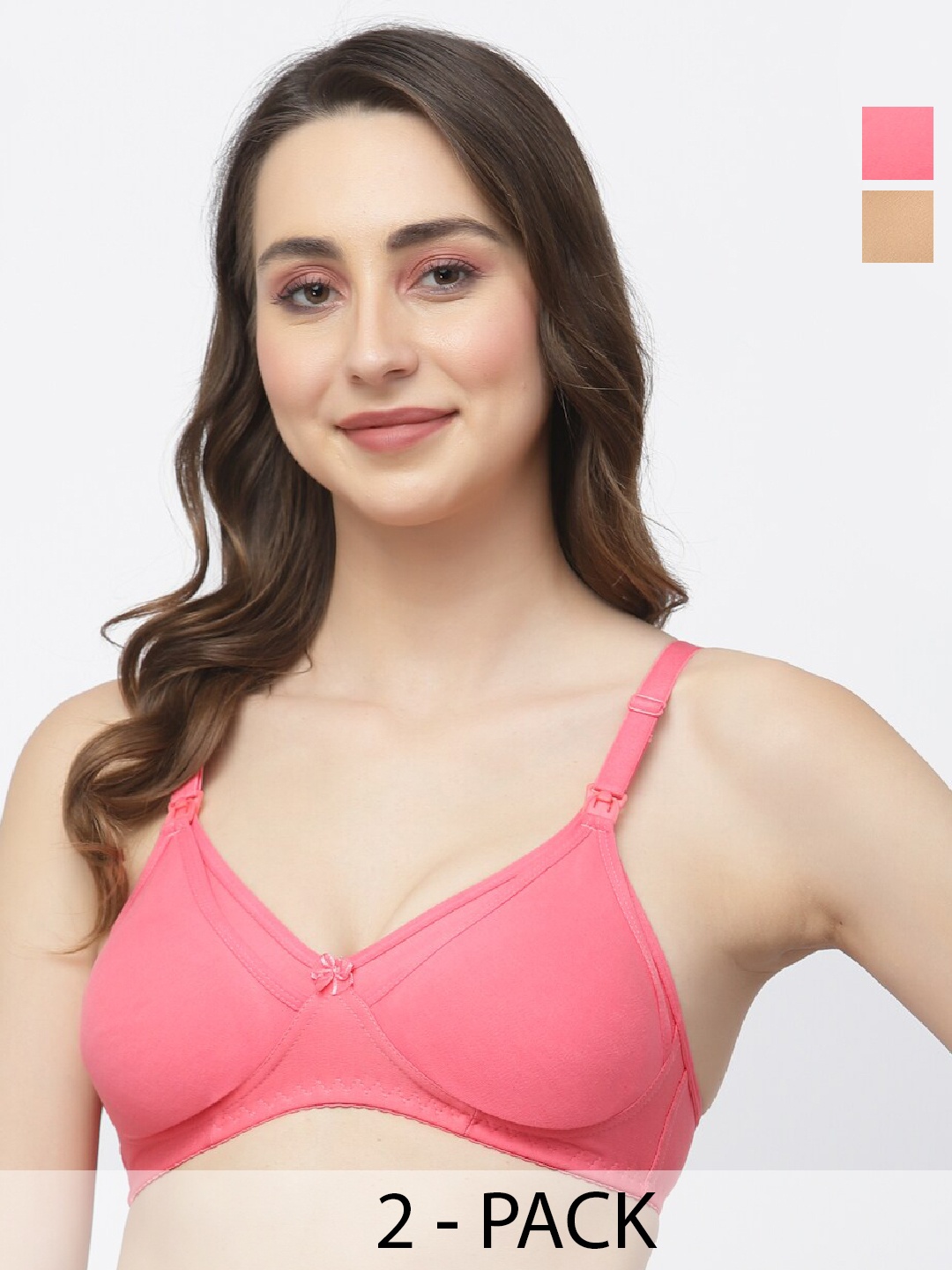 

Floret Pack Of 2 Medium Coverage All Day Comfort Super Support Maternity Bras, Nude