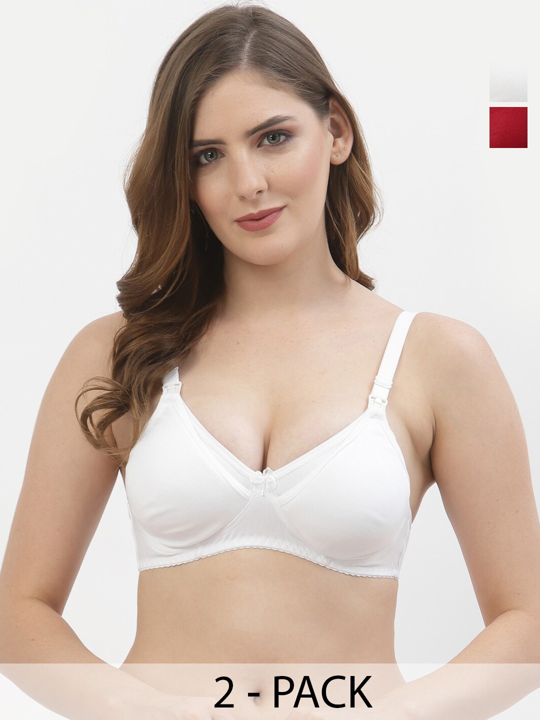 

Floret Pack Of 2 Medium Coverage All Day Comfort Super Support Maternity Bras, Maroon