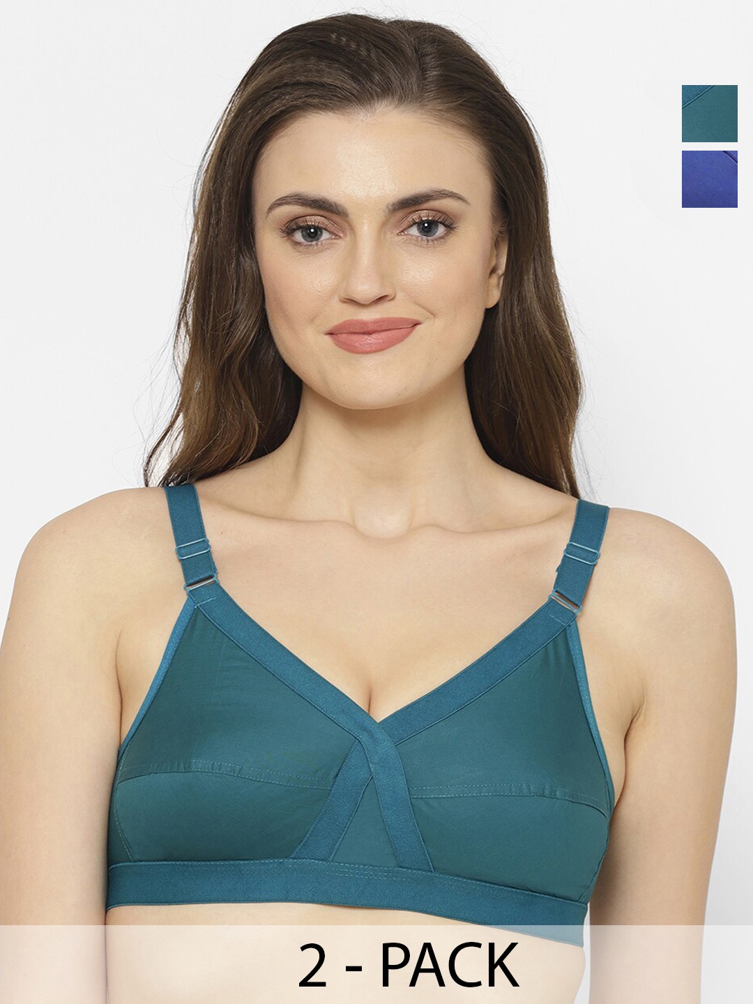 

Floret Pack of 2 Full Coverage Everyday Bras with All Day Comfort, Teal