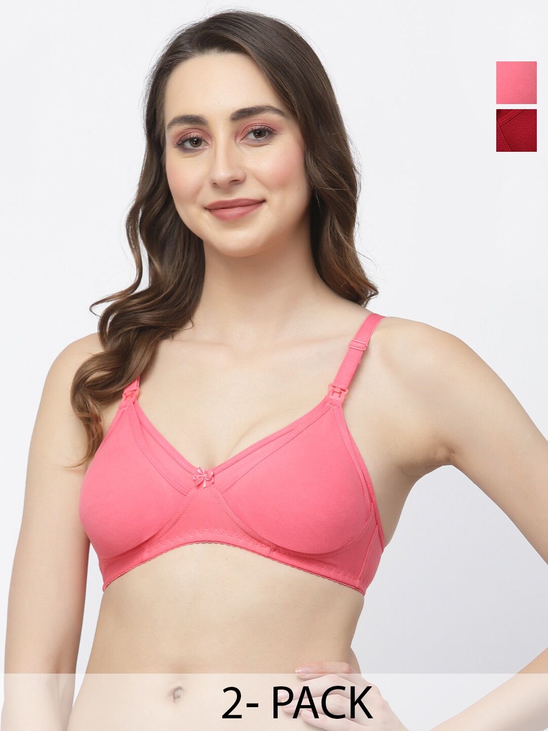 

Floret Pack Of 2 Medium Coverage All Day Comfort Super Support Maternity Bras, Maroon